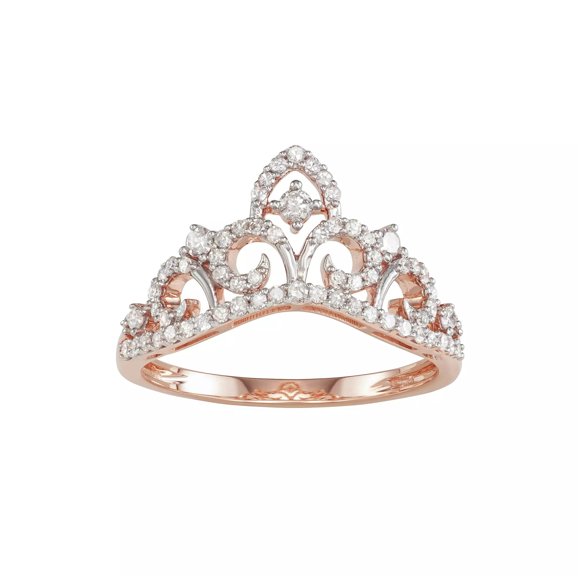 10k Rose Gold 3/8 Carat T.W. Diamond Tiara Ring, Women's, Size: 5, 10k Pink Product Image