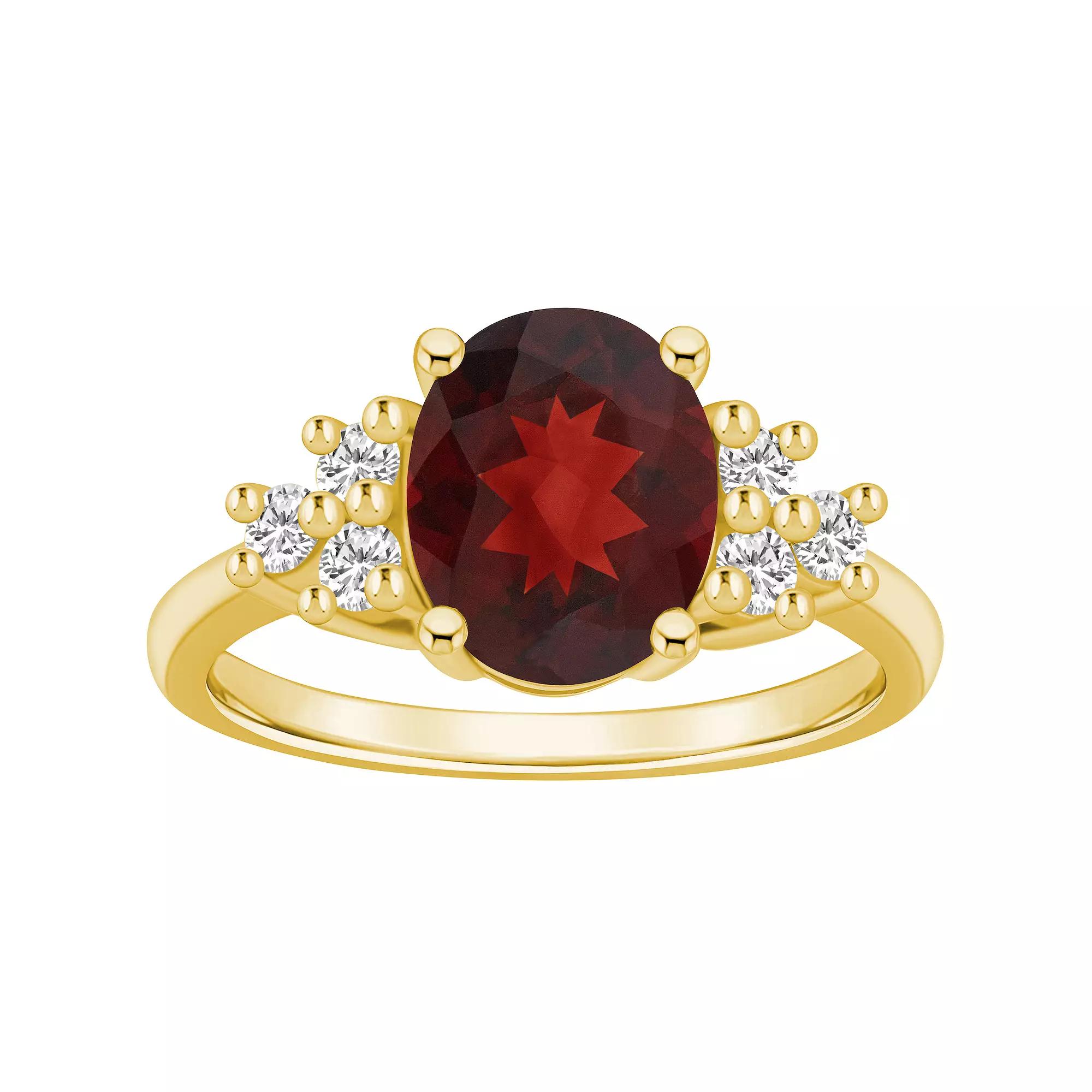 Alyson Layne 14k Gold Oval Garnet & 1/3 Carat T.W. Diamond Ring, Women's, Size: 10 Product Image