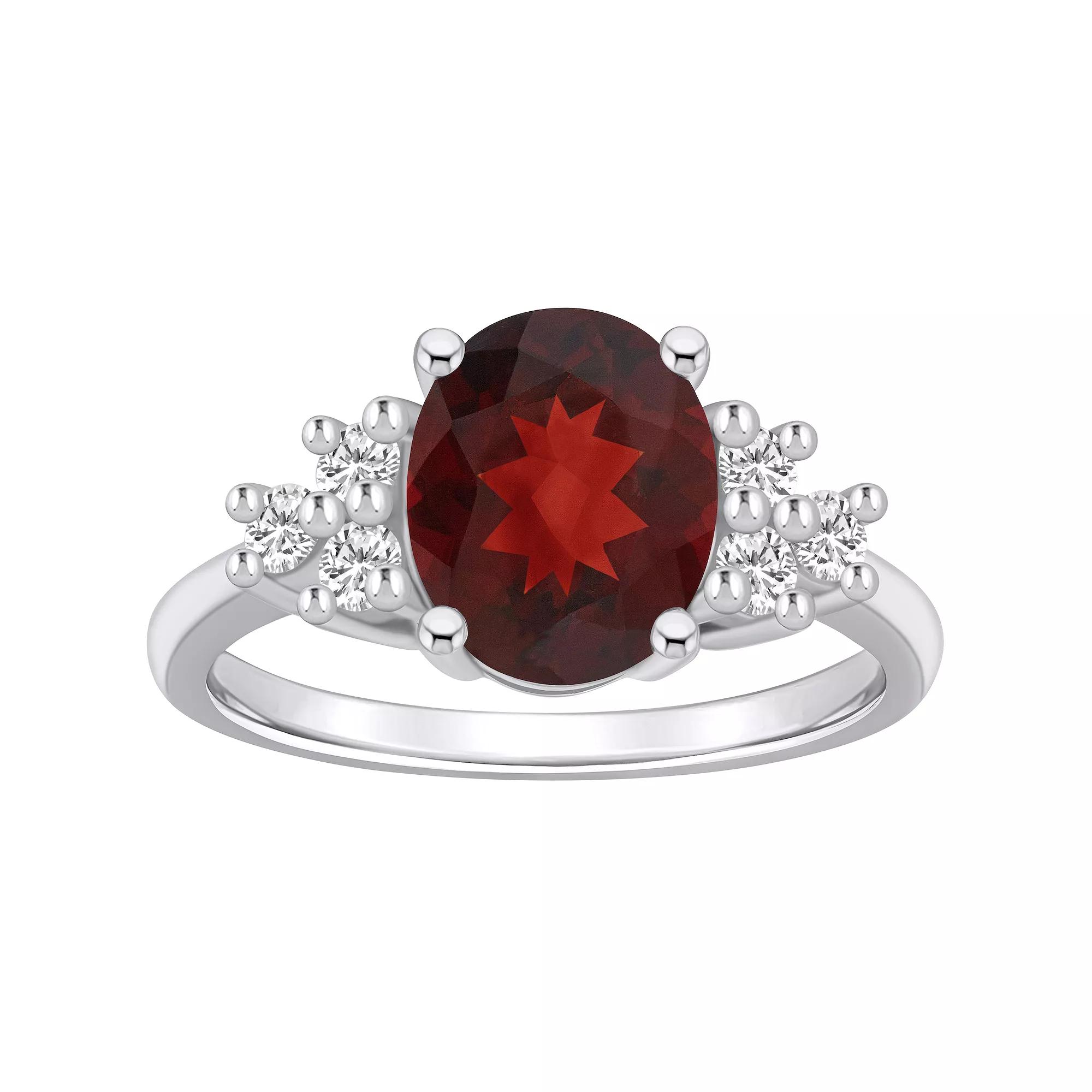 Alyson Layne 14k Gold Oval Garnet & 1/3 Carat T.W. Diamond Ring, Women's, Size: 10 Product Image