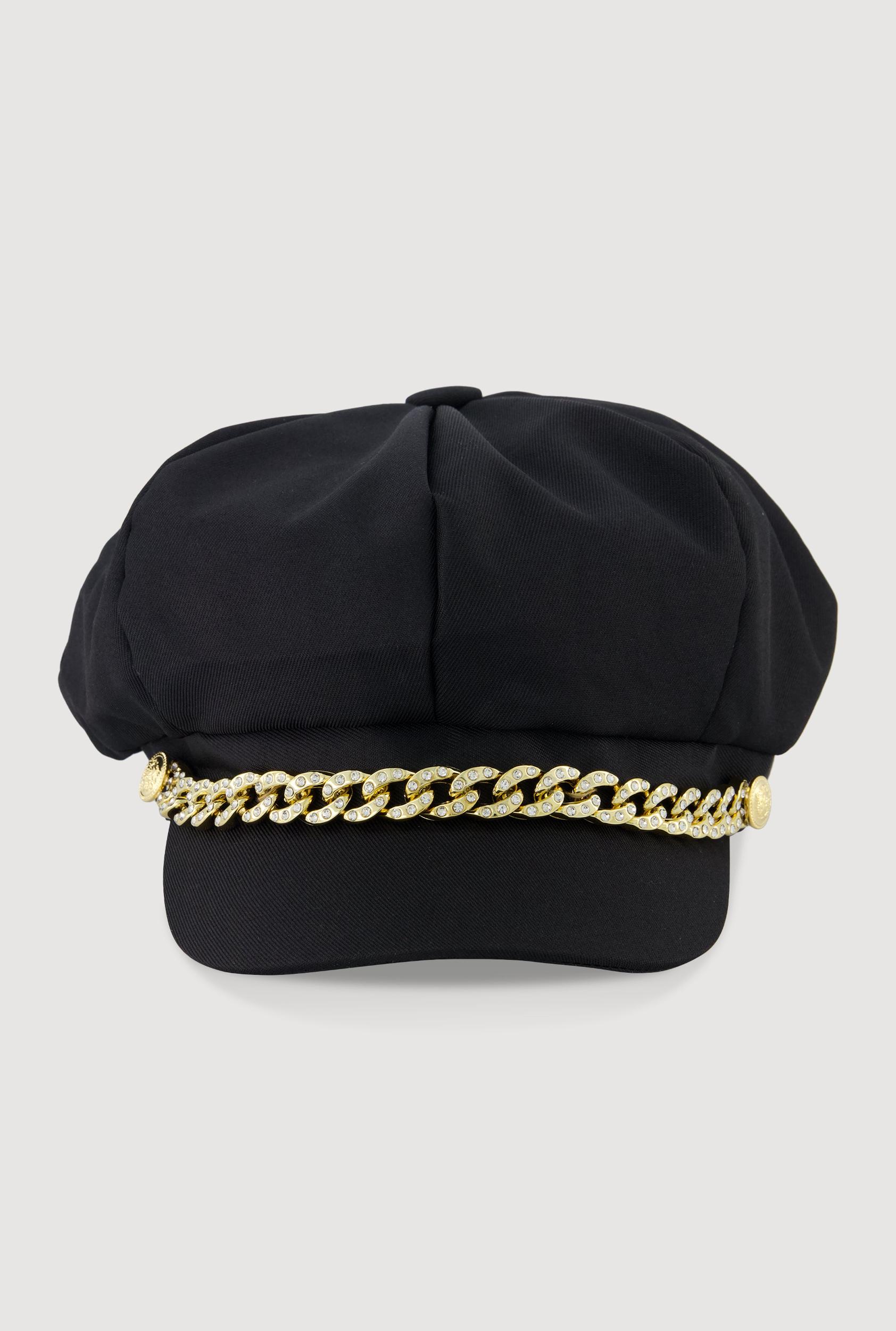 Rhinestone Curb Chain Detail Cabbie Hat Female Product Image