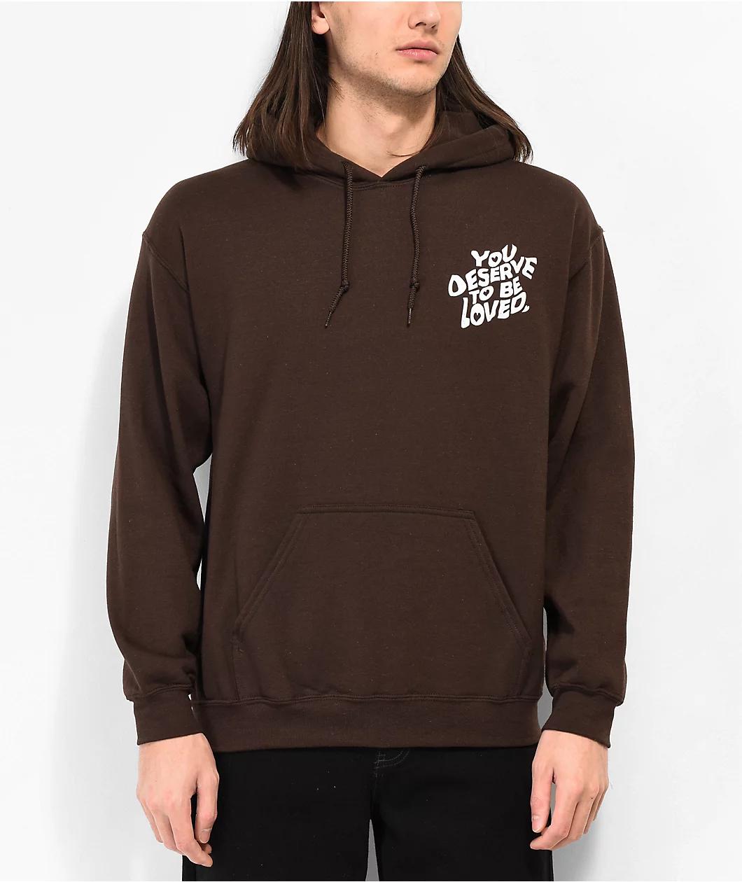 DREAM You Deserve To Be Loved Brown Hoodie Product Image