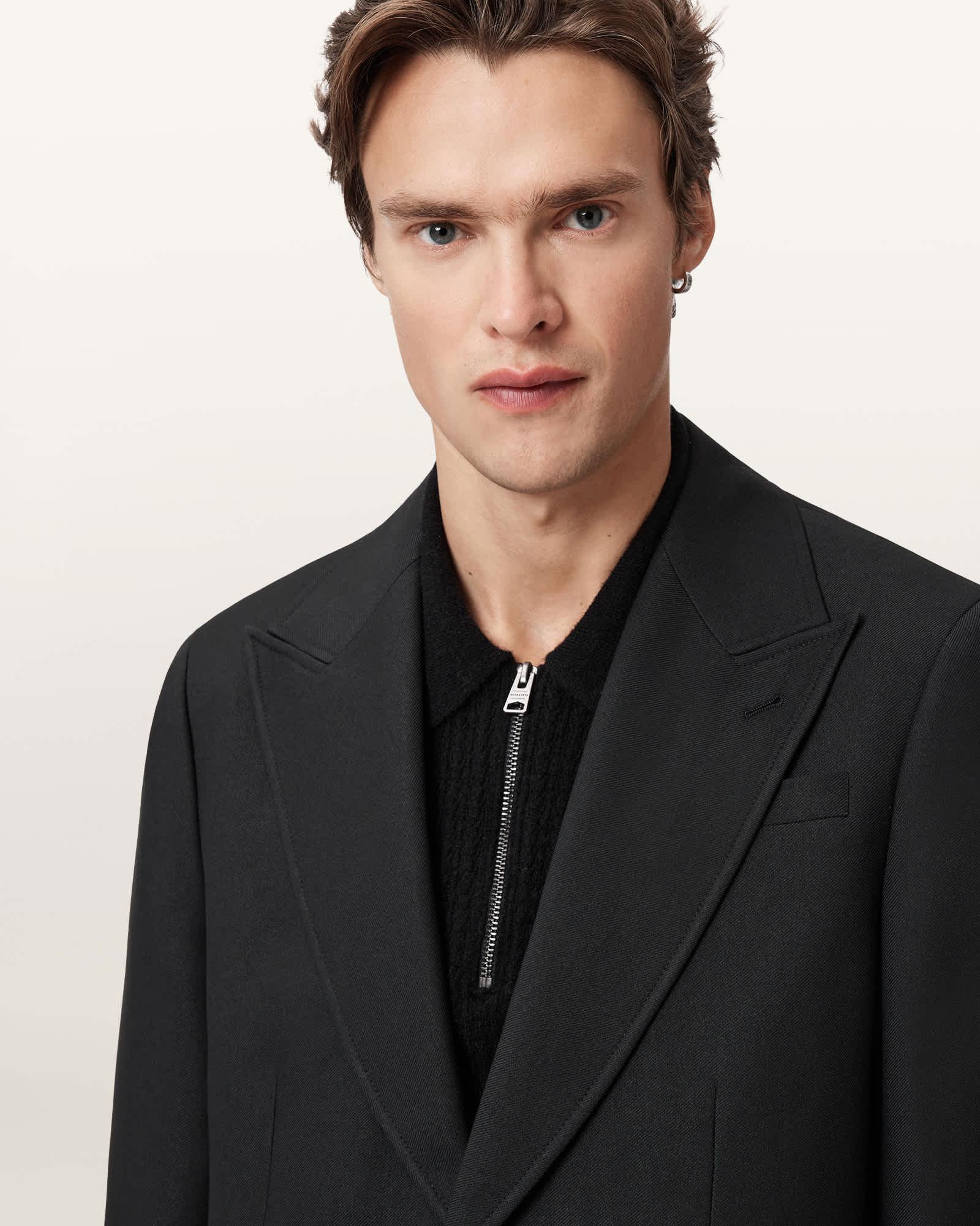Kido Lapel Blazer Black | ALLSAINTS US Product Image
