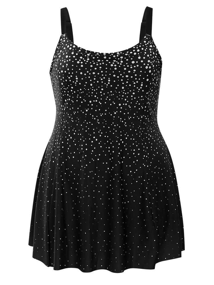 Polka Dot Sculpt Waist A Line Swim Dress Female Product Image