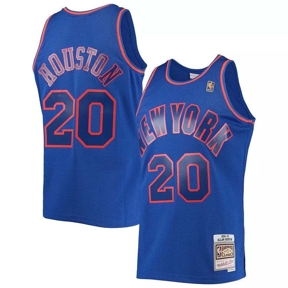 Men's Mitchell & Ness Allan Houston Blue New York Knicks 1996-97 Throwback Dark Swingman Jersey, Size: Small Product Image