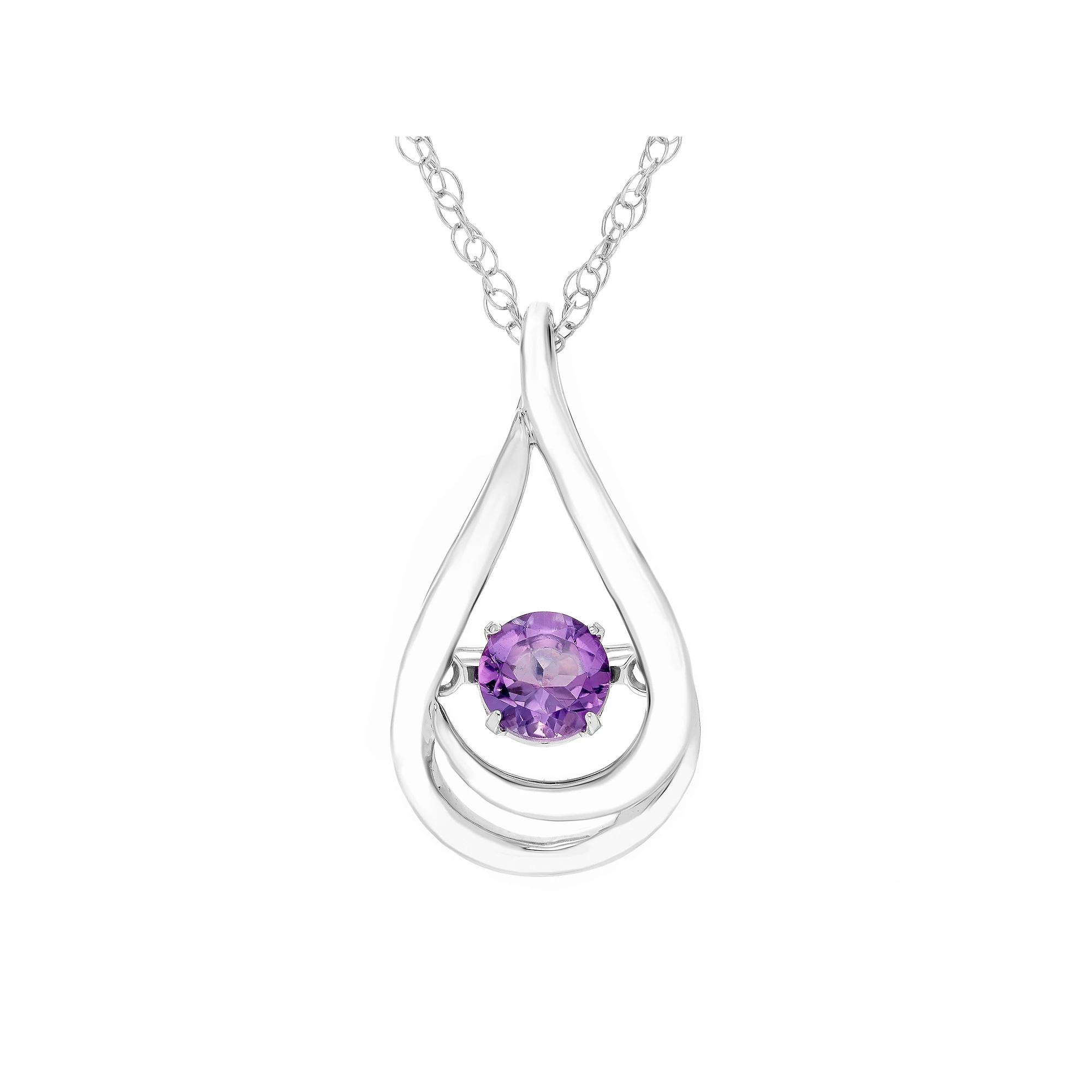Boston Bay Diamonds Sterling Silver Brilliance-in-Motion Genuine Amethyst Teardrop Pendant Necklace, Women's,  Product Image