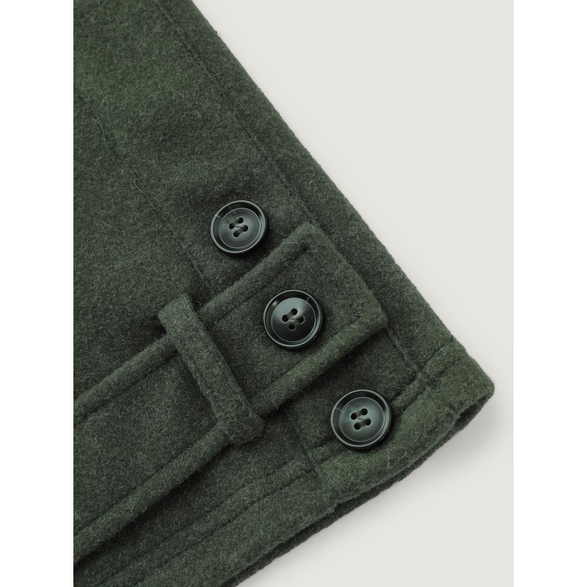 Plus Size Rolled Button Sleeve Pockets Coat Women DarkGreen Timeless Button Loose Ladies Elegant Winter Coats BloomChic 18-20/2X Product Image