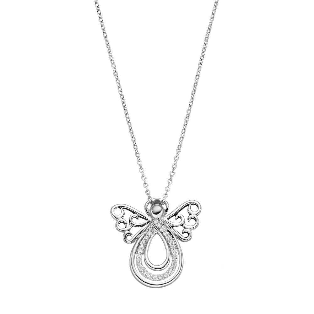 Sentimental Expressions Sterling Silver Cubic Zirconia Angel of Comfort Necklace, Women's, Size: 18", White Product Image