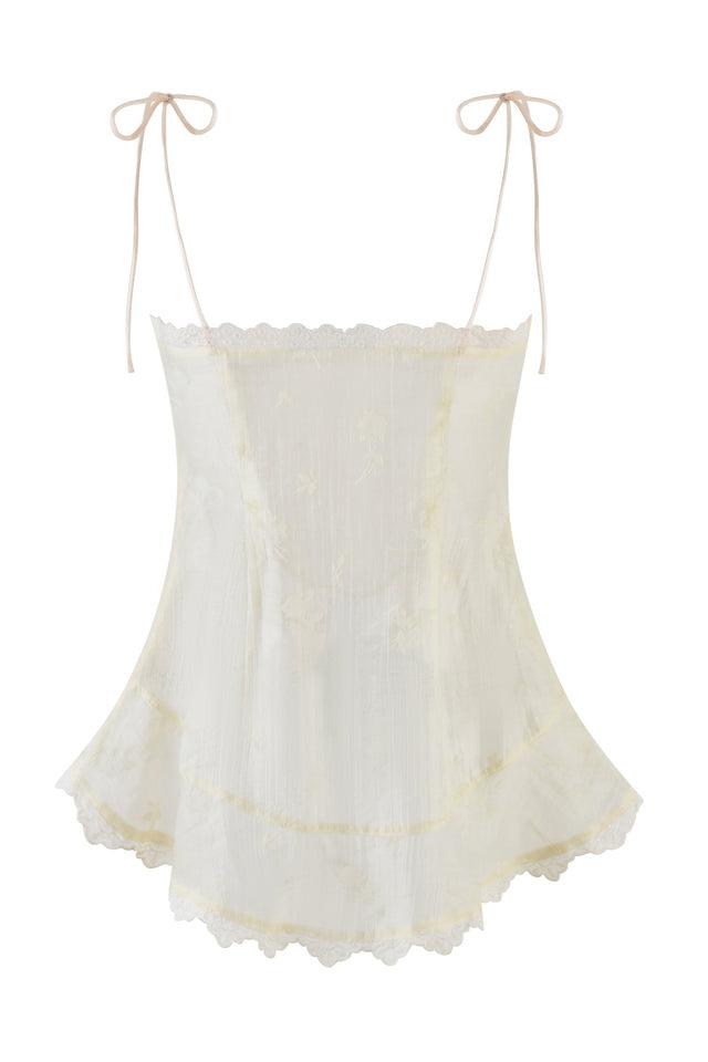 MEADOW TOP - WHITE : FLORAL DELIGHT Product Image