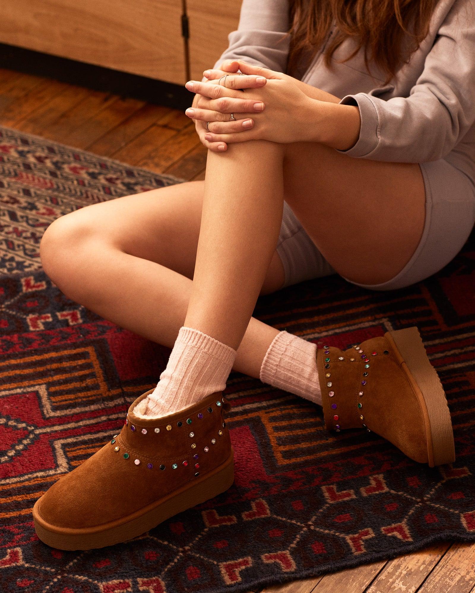 COMFY CHESTNUT SUEDE RHINESTONES Female Product Image