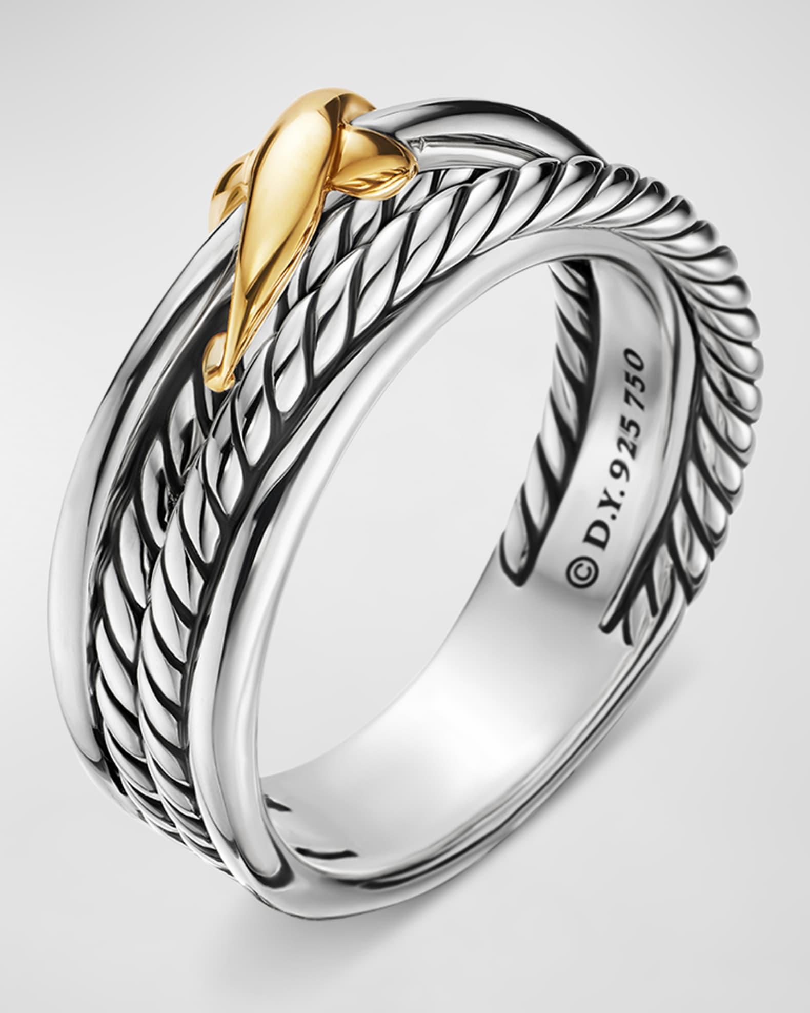 6mm X Crossover Ring in Silver with 18K Gold Product Image