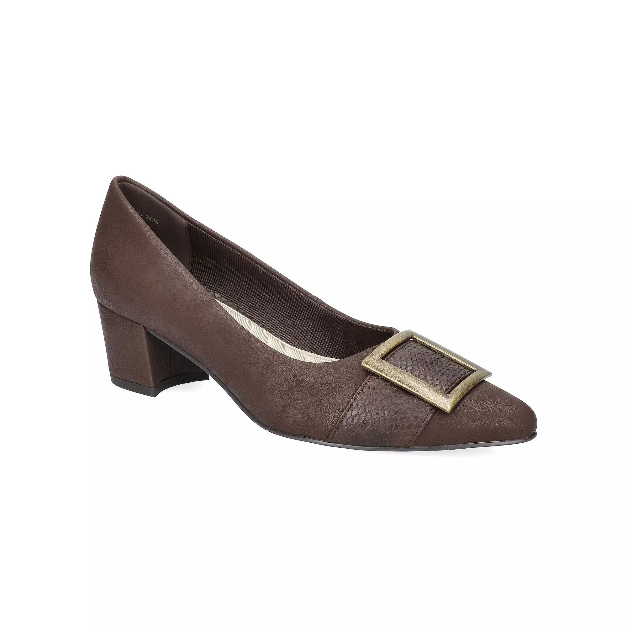 Easy Street Women's Cider Faux Snake Detailed Top Buckle Pumps,  Product Image