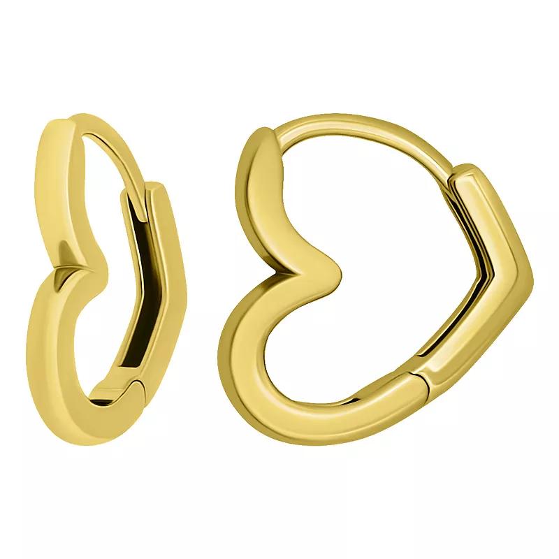 Aleure Precioso Polished Heart Huggie Earrings, Women's, Gold Tone Product Image