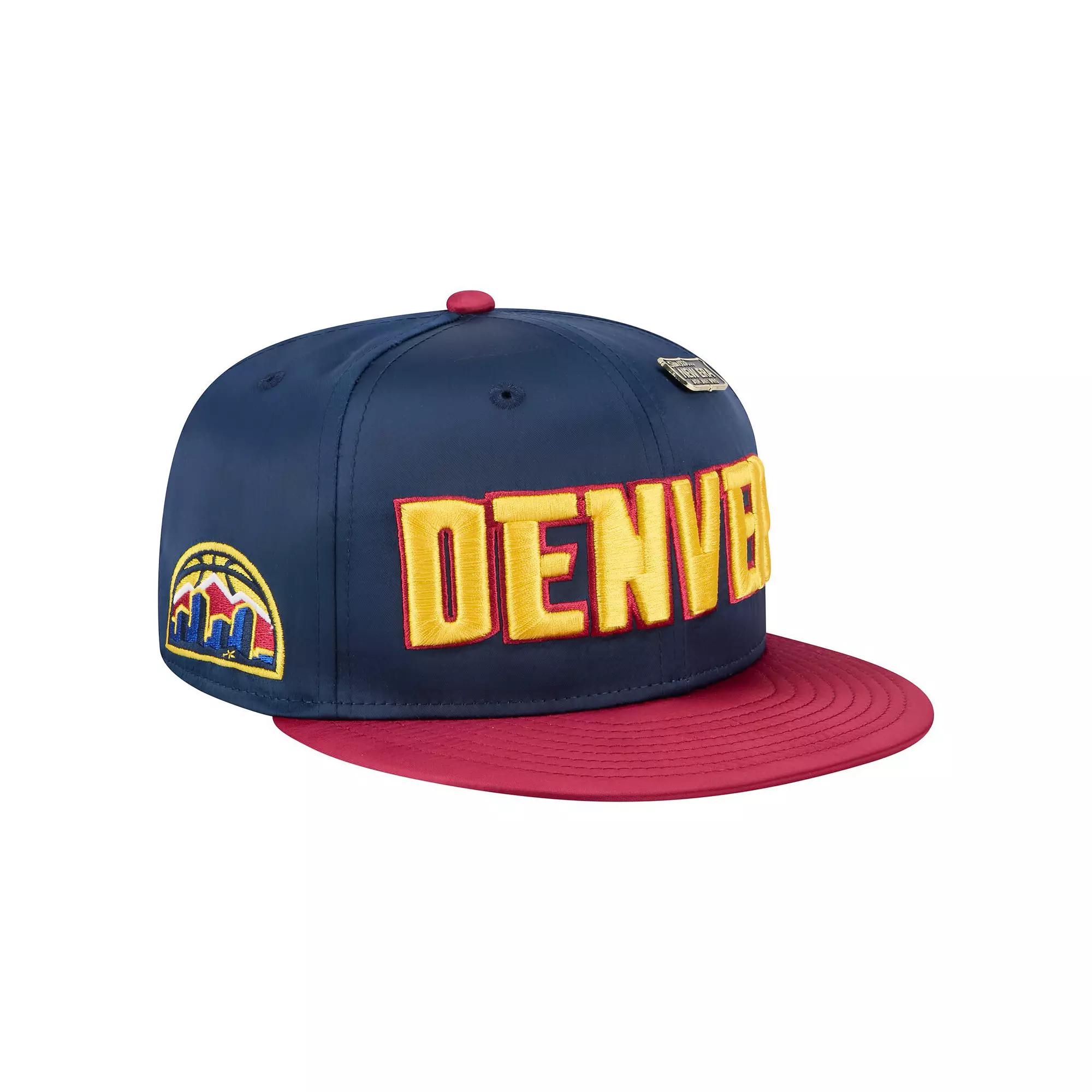 Men's New Era  Navy/Red Denver Nuggets Throwback Satin Vintage Pin Two-Tone 59FIFTY Fitted Hat, Size: 7 7/8, Nug Blue Product Image