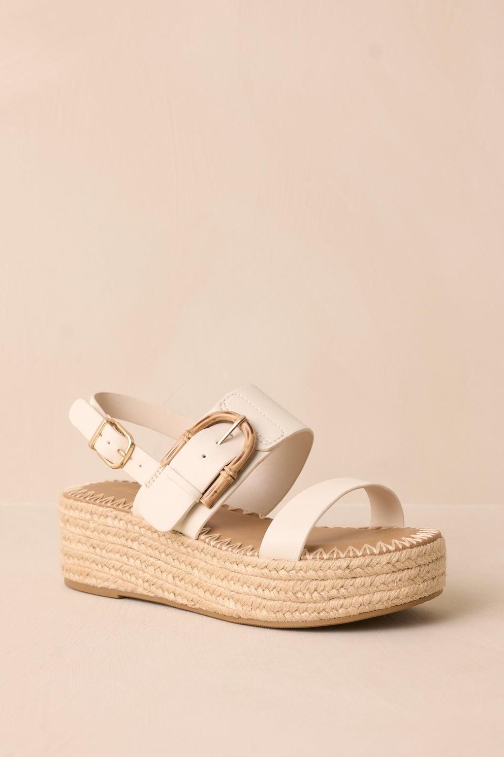 Warm Breeze Ivory Espadrille Platform Sandals Product Image