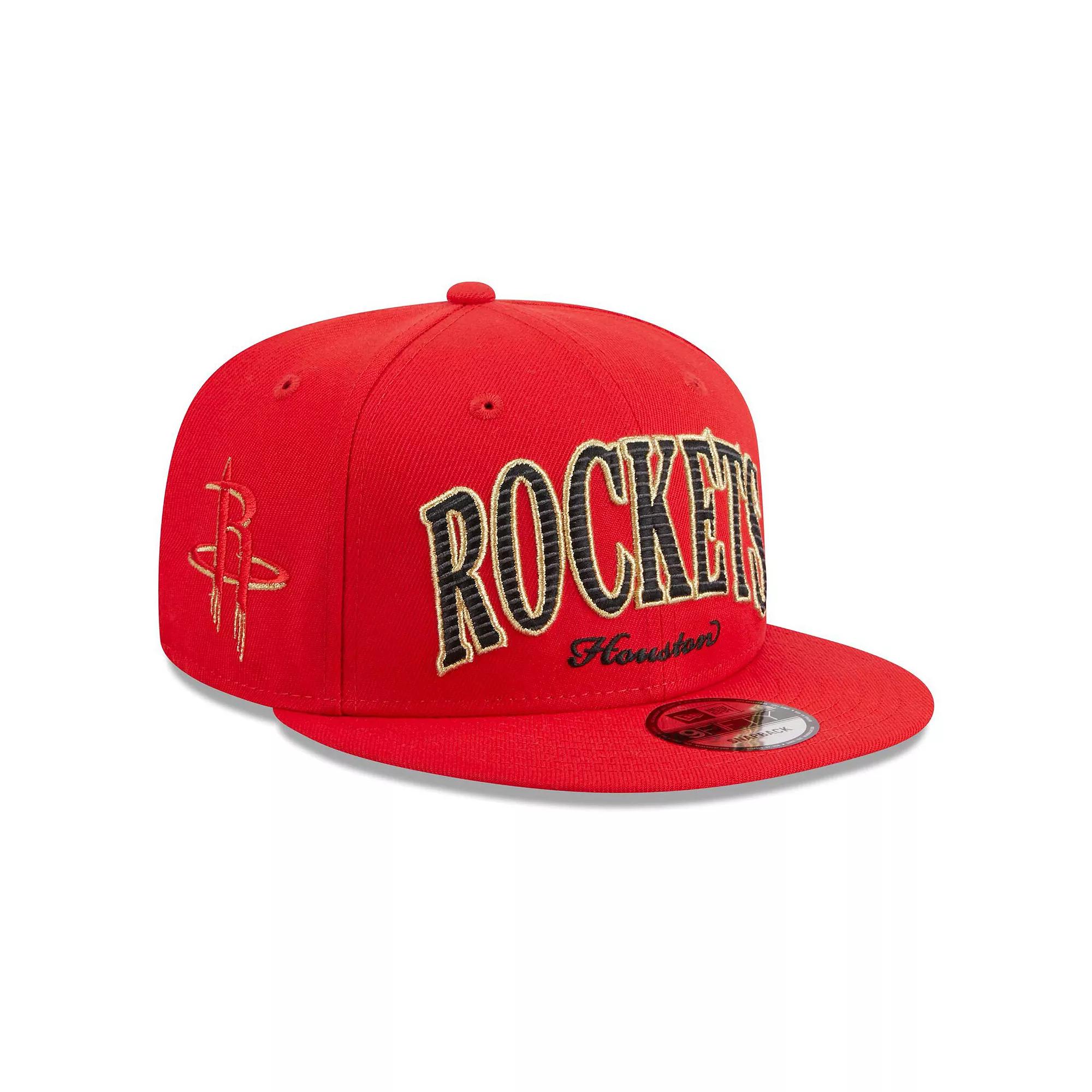 Men's New Era Red Houston Rockets Golden Tall Text 9FIFTY Snapback Hat Product Image
