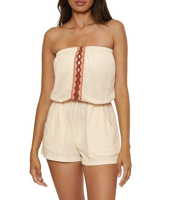 Lucky Brand Malaga Multi Color Crochet Strapless Romper Swim Cover-Up Product Image