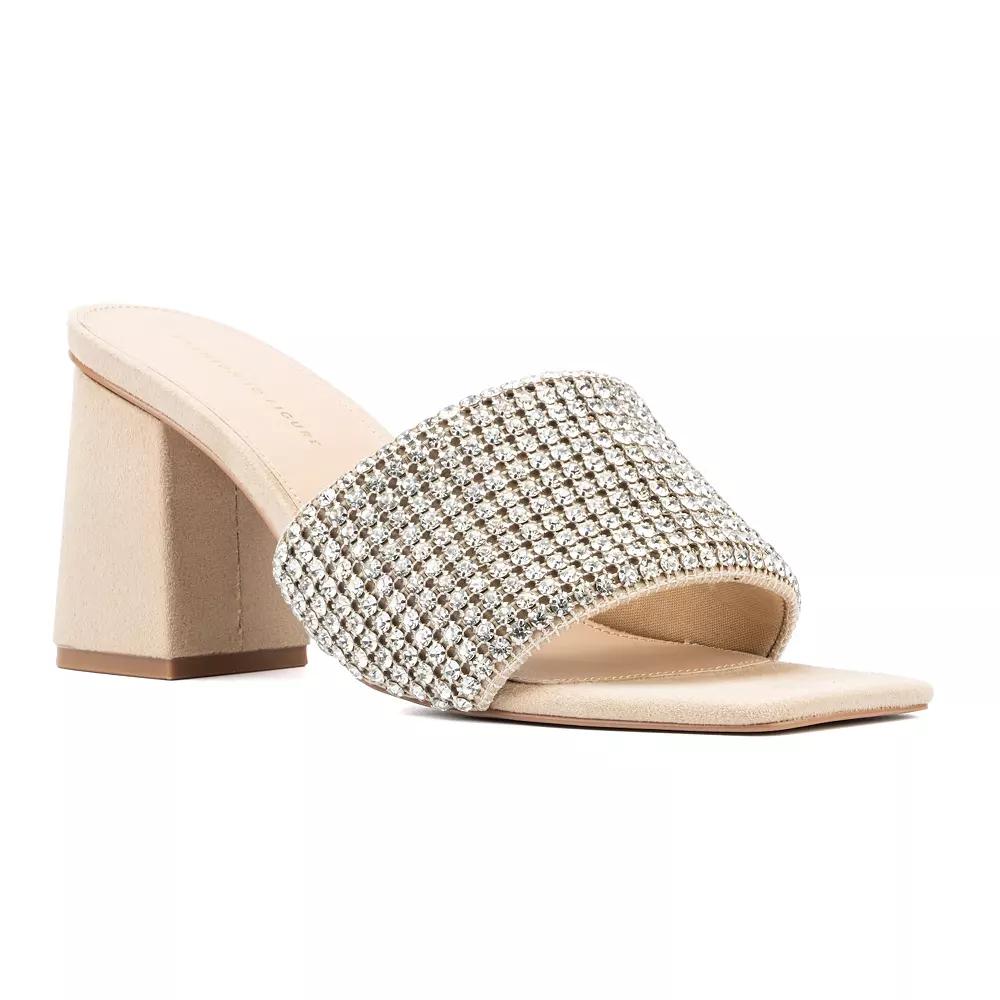 Fashion to Figure Serena Women's Wide Width Embellished Sandals, Size: 14 Wide, Beige Product Image