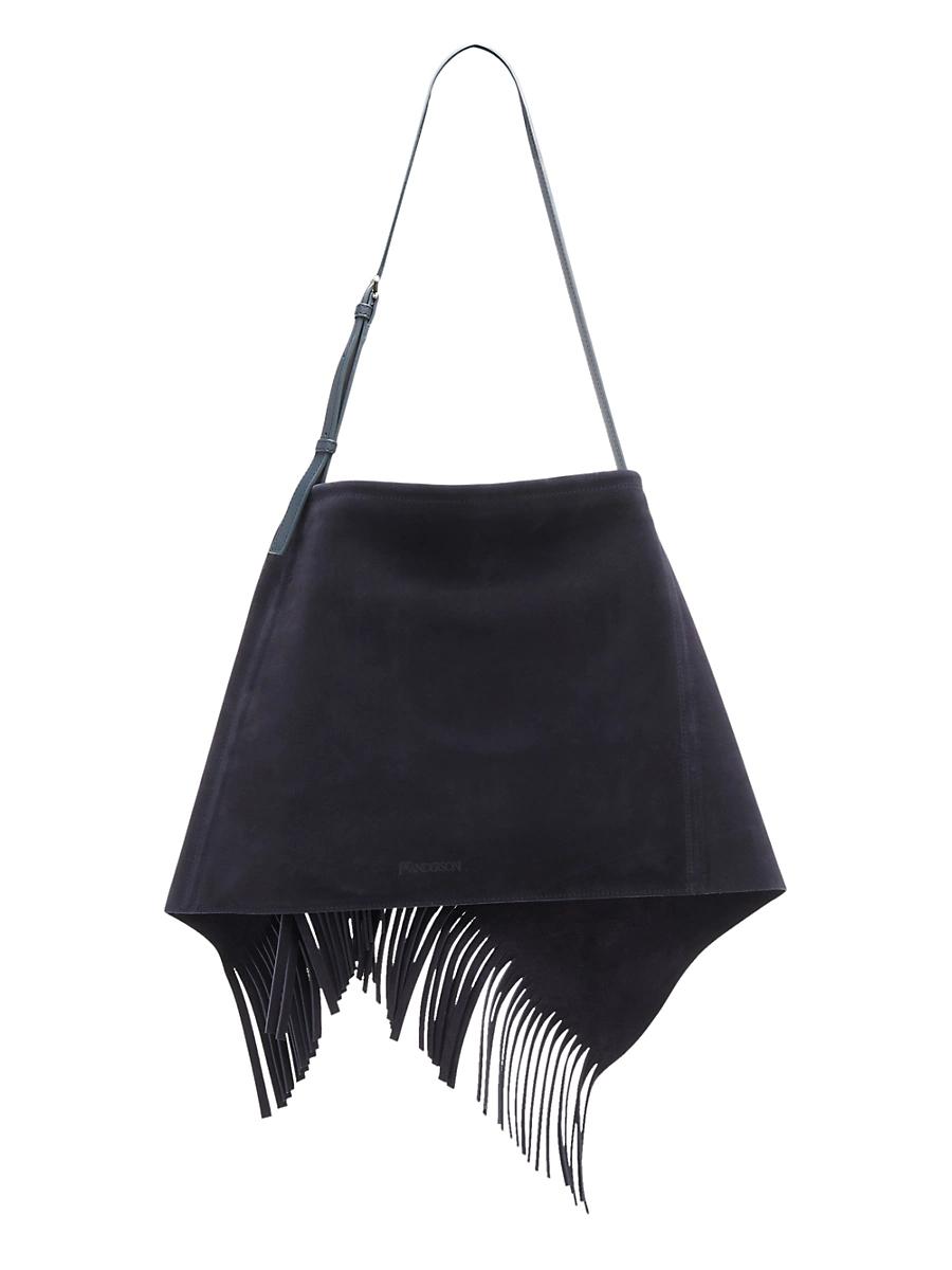 Womens Scarf Fringed Suede & Leather Shoulder Bag Product Image