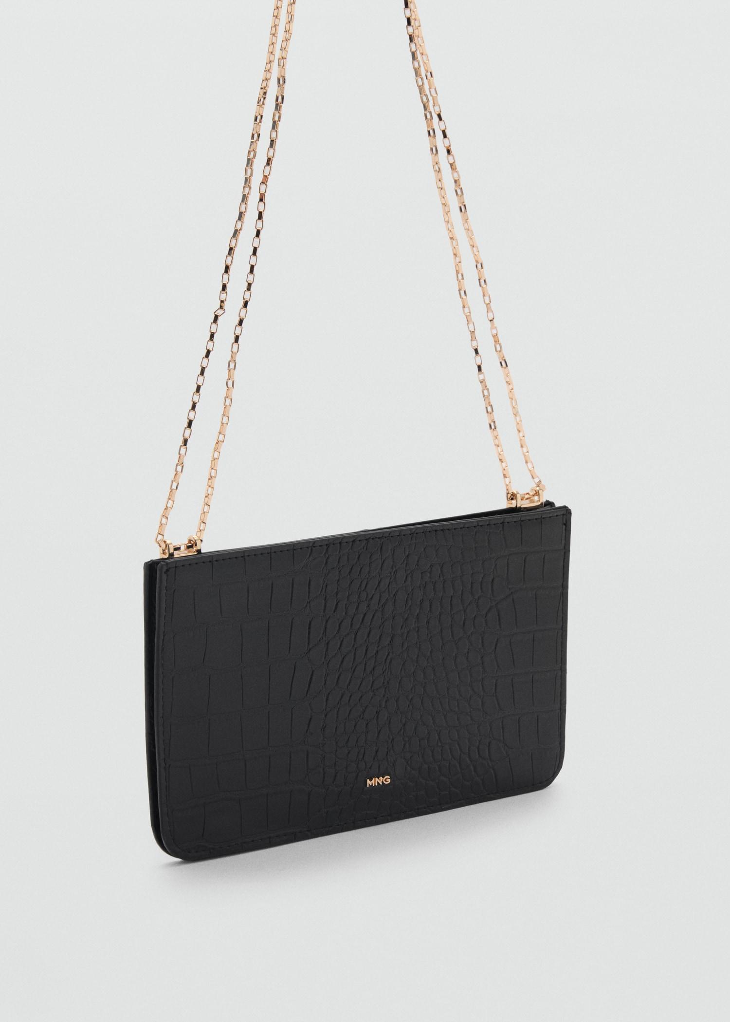Croc-effect cardholder with chain - Women | MANGO USA Product Image
