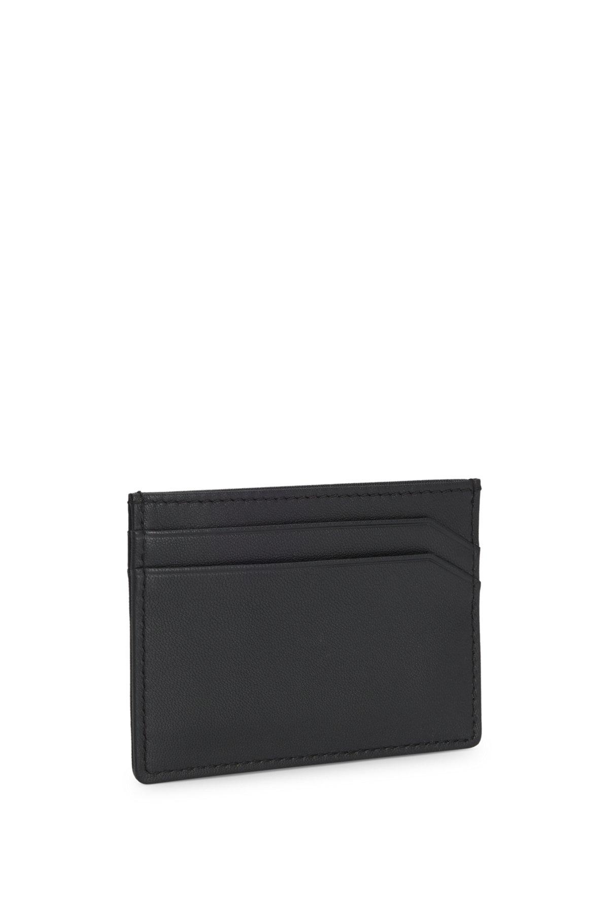 HUGO - Matte-leather card holder with split logo - Black Product Image