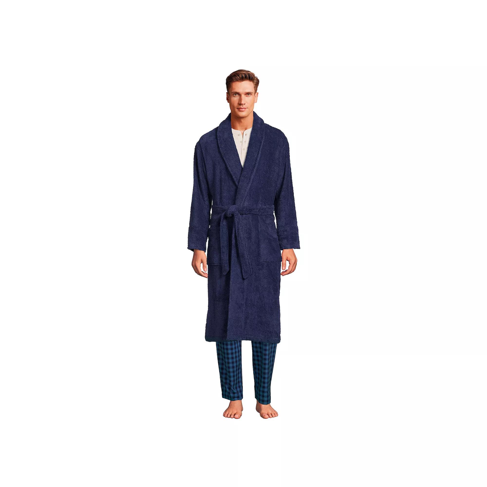 Big & Tall Lands' End Calf-Length Turkish Terry Robe, Men's,  Product Image