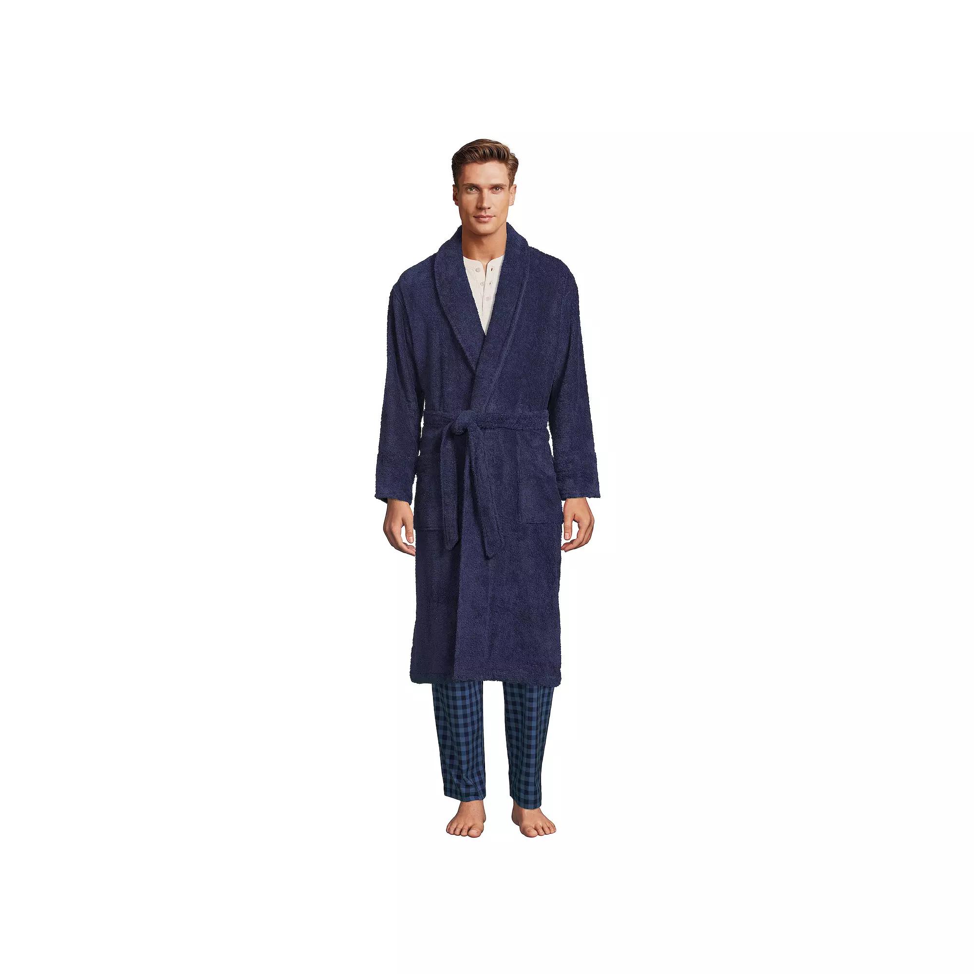 Big & Tall Lands' End Calf-Length Turkish Terry Robe, Men's,  Product Image