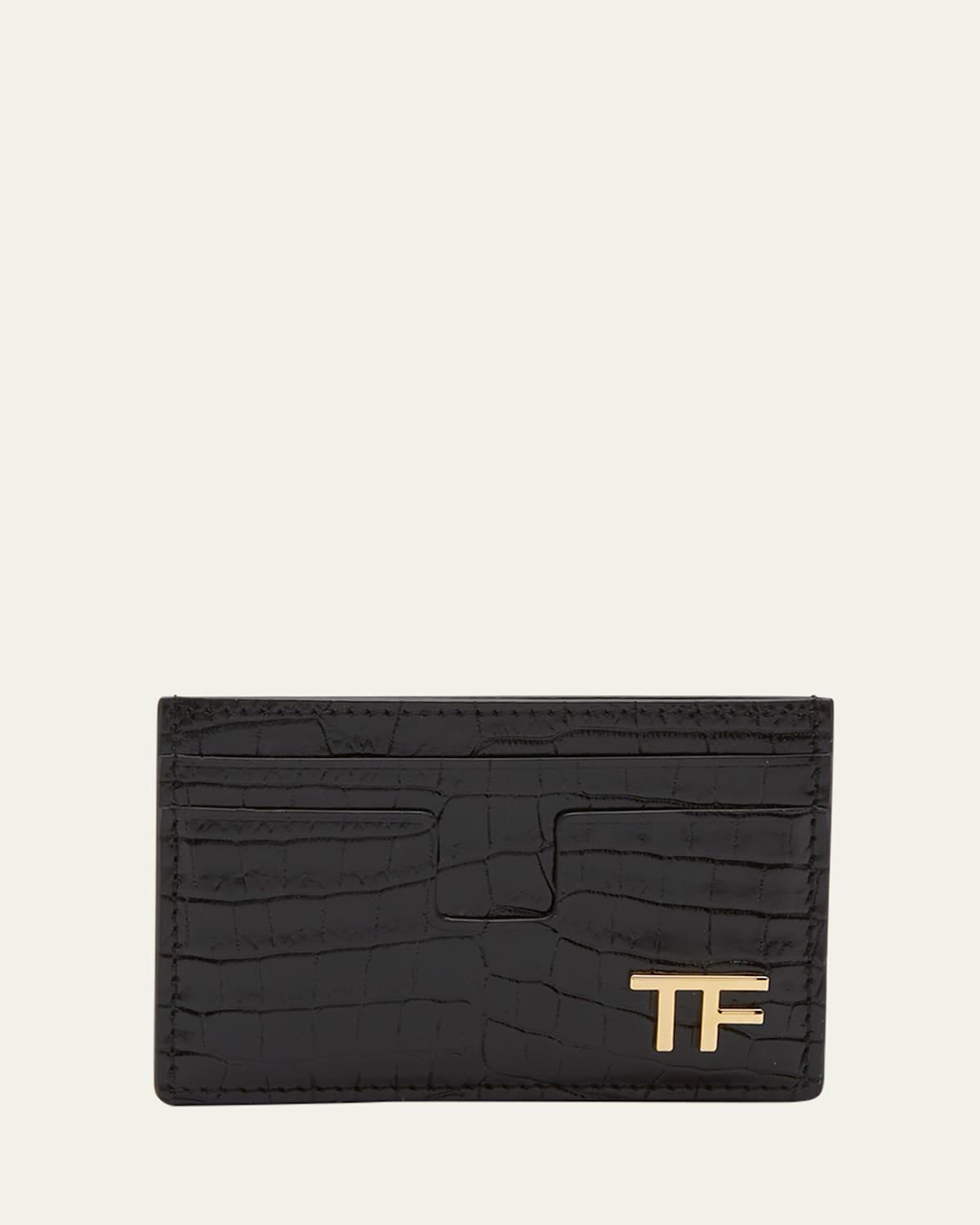 Mens T Line Alligator-Print Card Holder Product Image