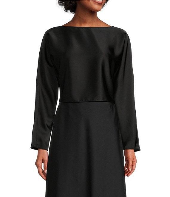 Antonio Melani Blyss Boat Neck Long Sleeve Coordinating Satin Blouse Product Image
