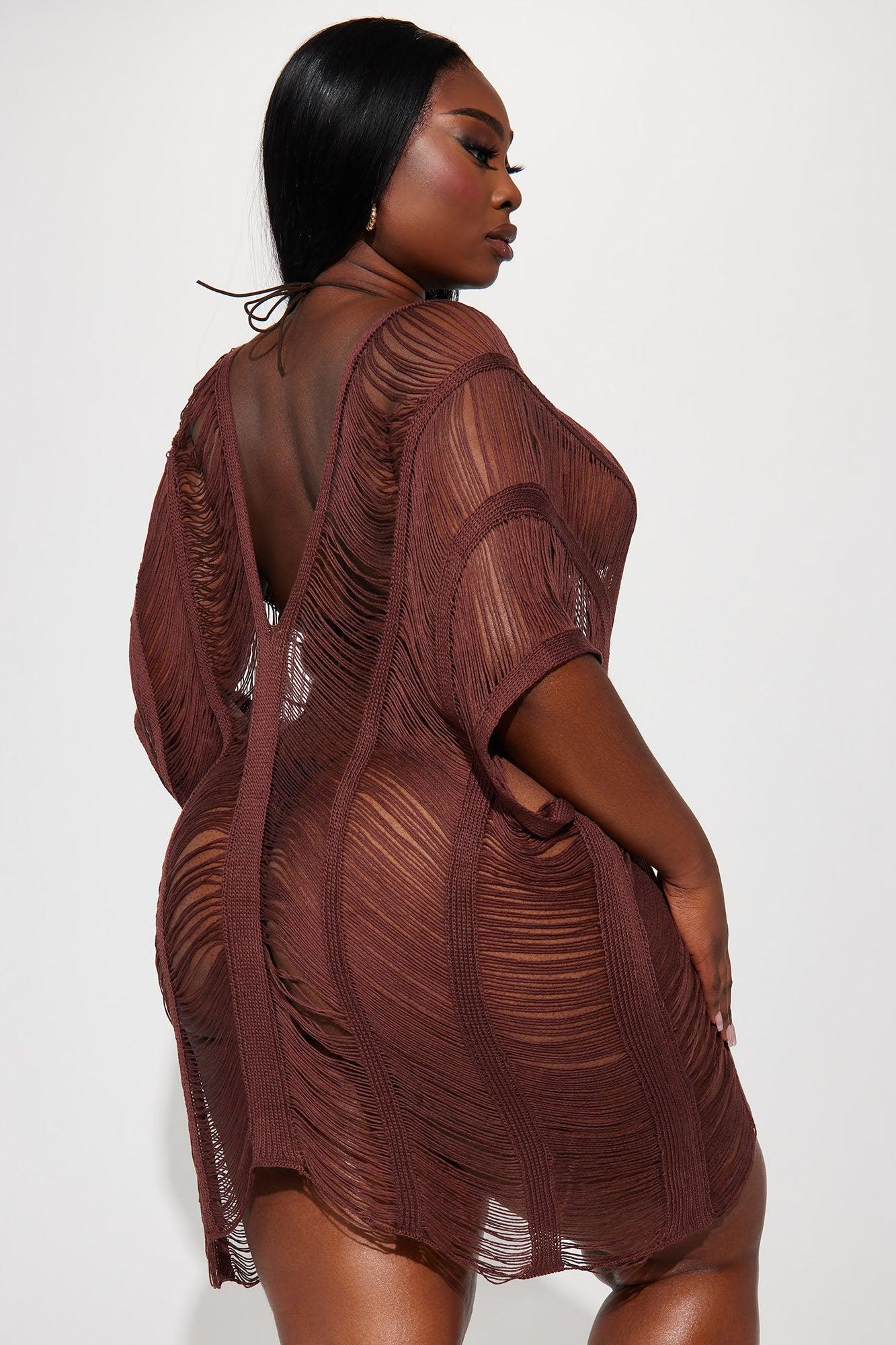 Elizabeth Crochet Cover Up Dress - Chocolate Product Image