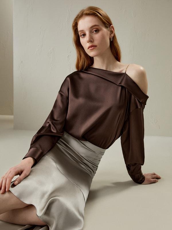 Silk Asymmetrical Fishtail Skirt Product Image