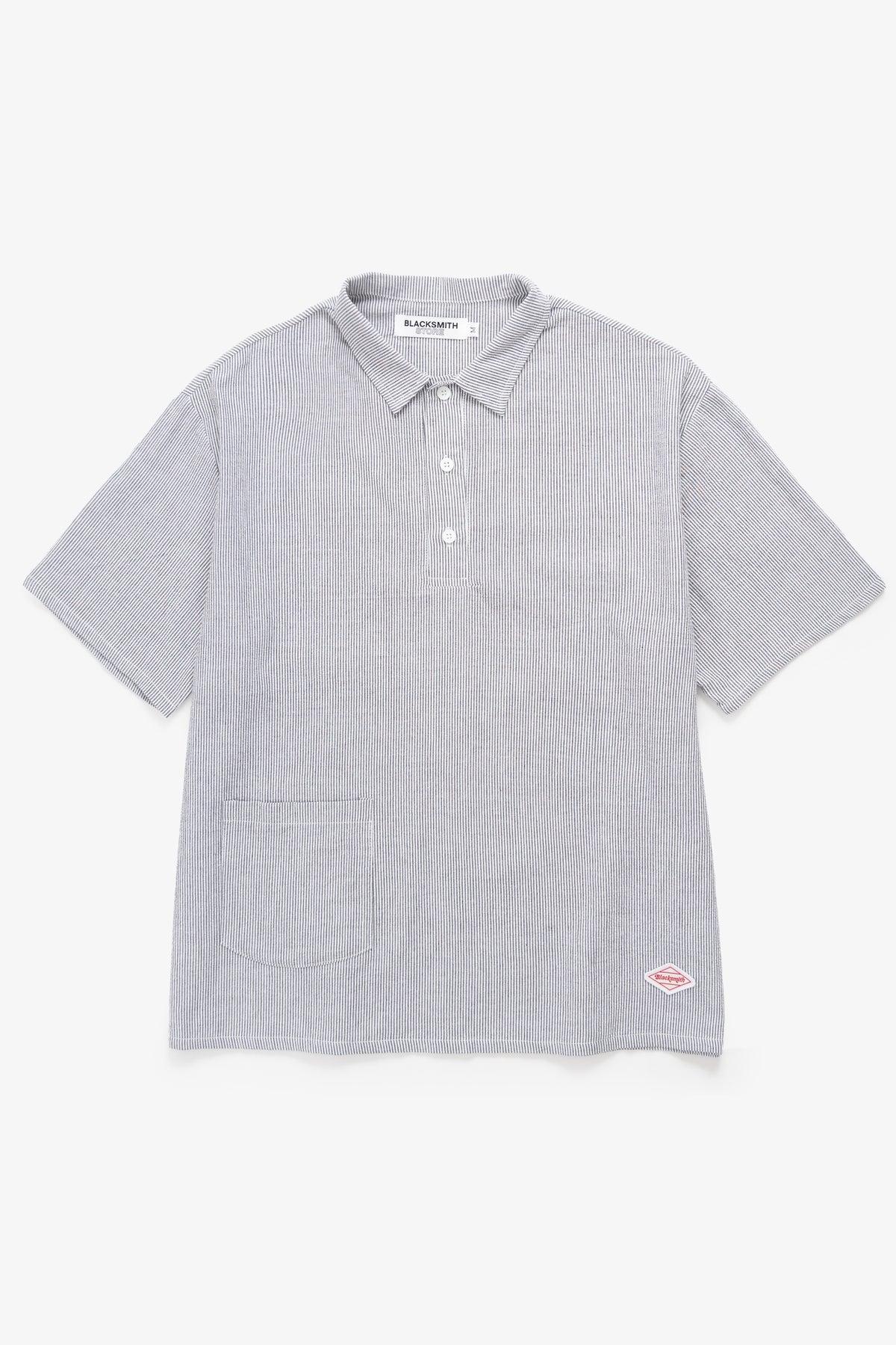 Blacksmith - Short Sleeved Popover Shirt - Black Seersucker Product Image