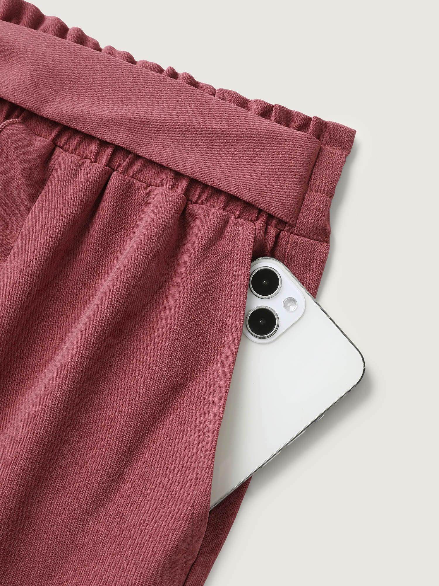 Ruffled Hem Waist-Tie Wide-Leg Pants Female Product Image