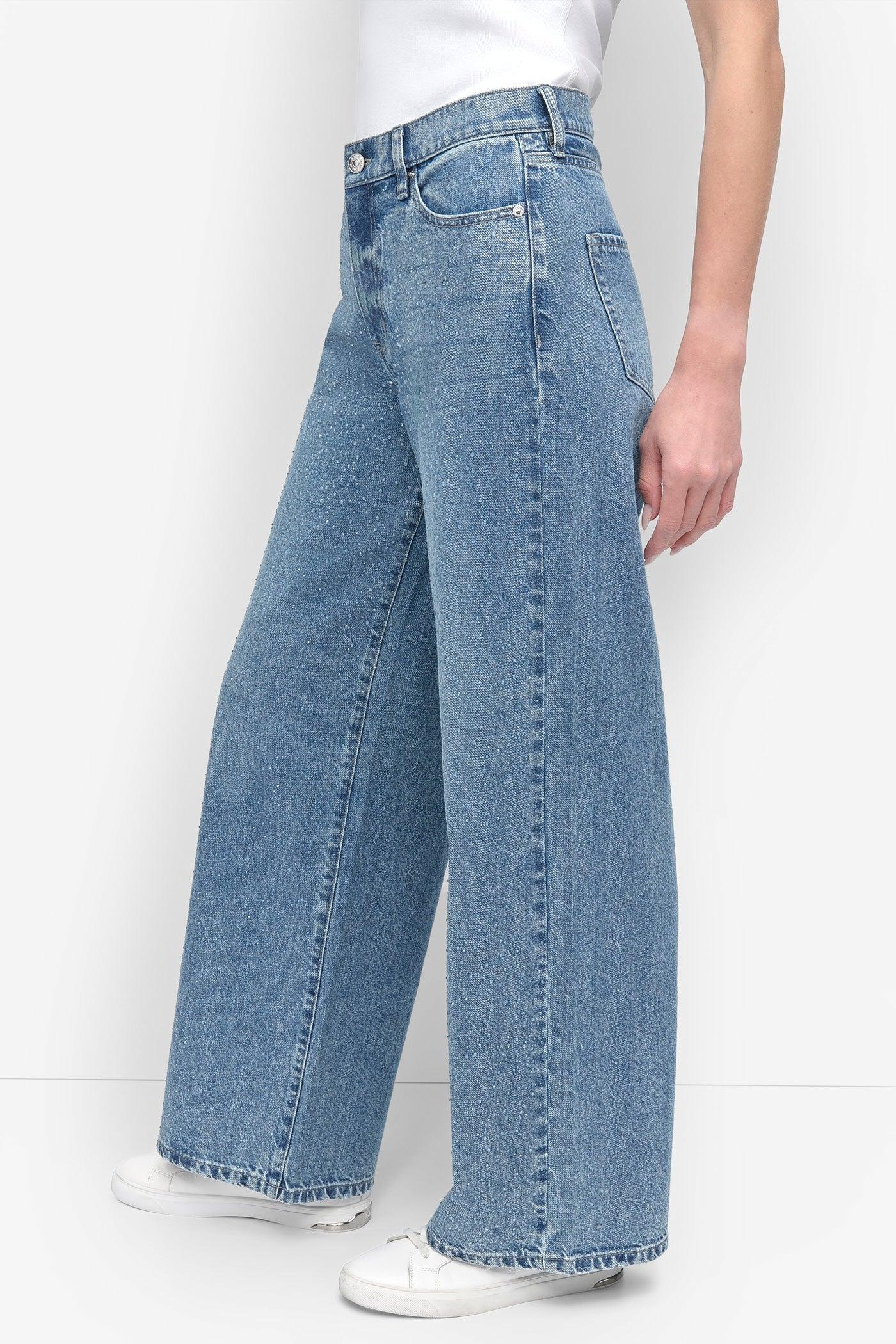 HIGH Rise Length WIDE LEG WITH RHINESTONE EMBELLISHMENT Product Image