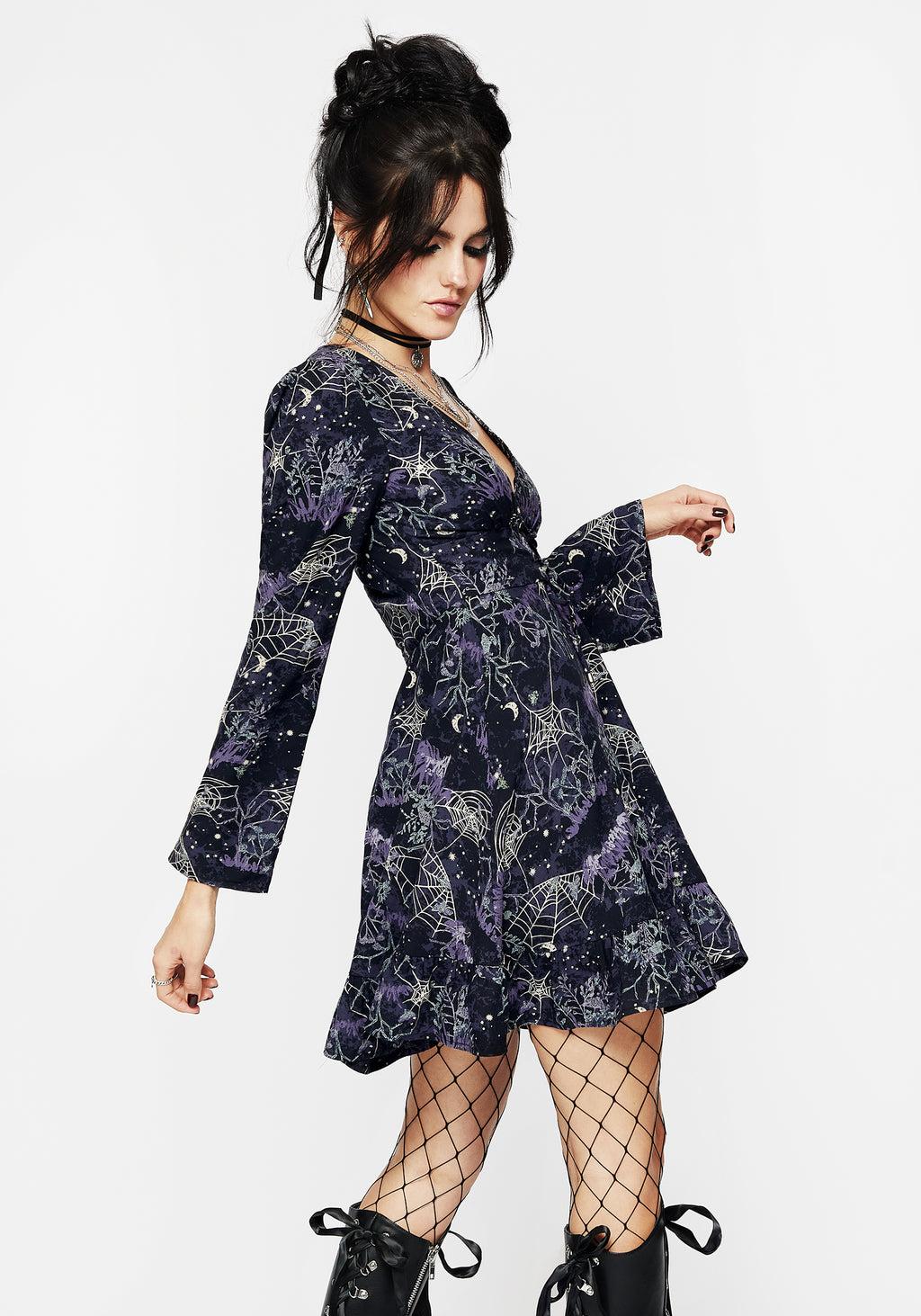 Hawthorn Flute Sleeve Lace Up Mini Dress Product Image