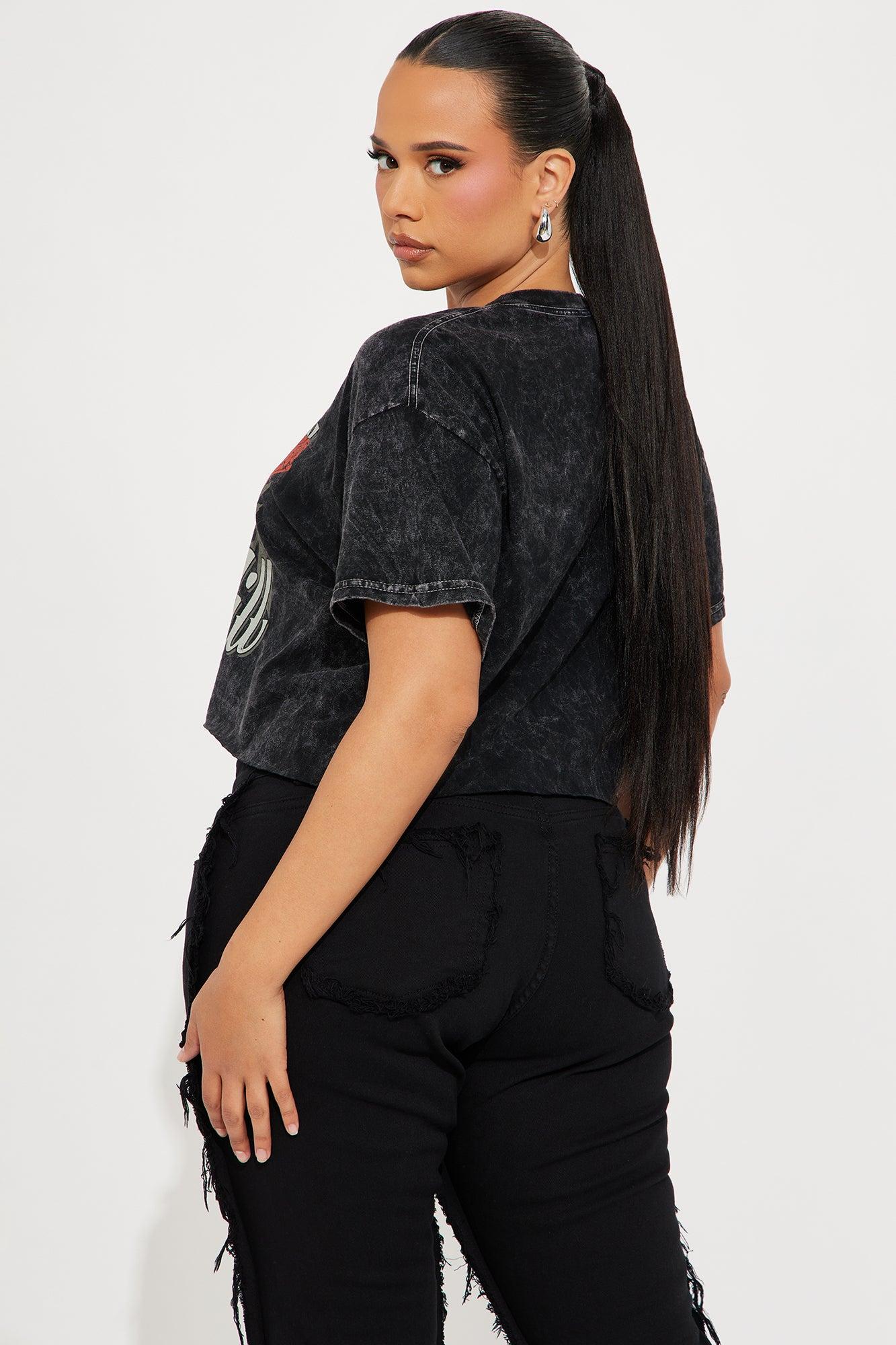 Cypress Hill Roses Washed Crop Top - Black Product Image