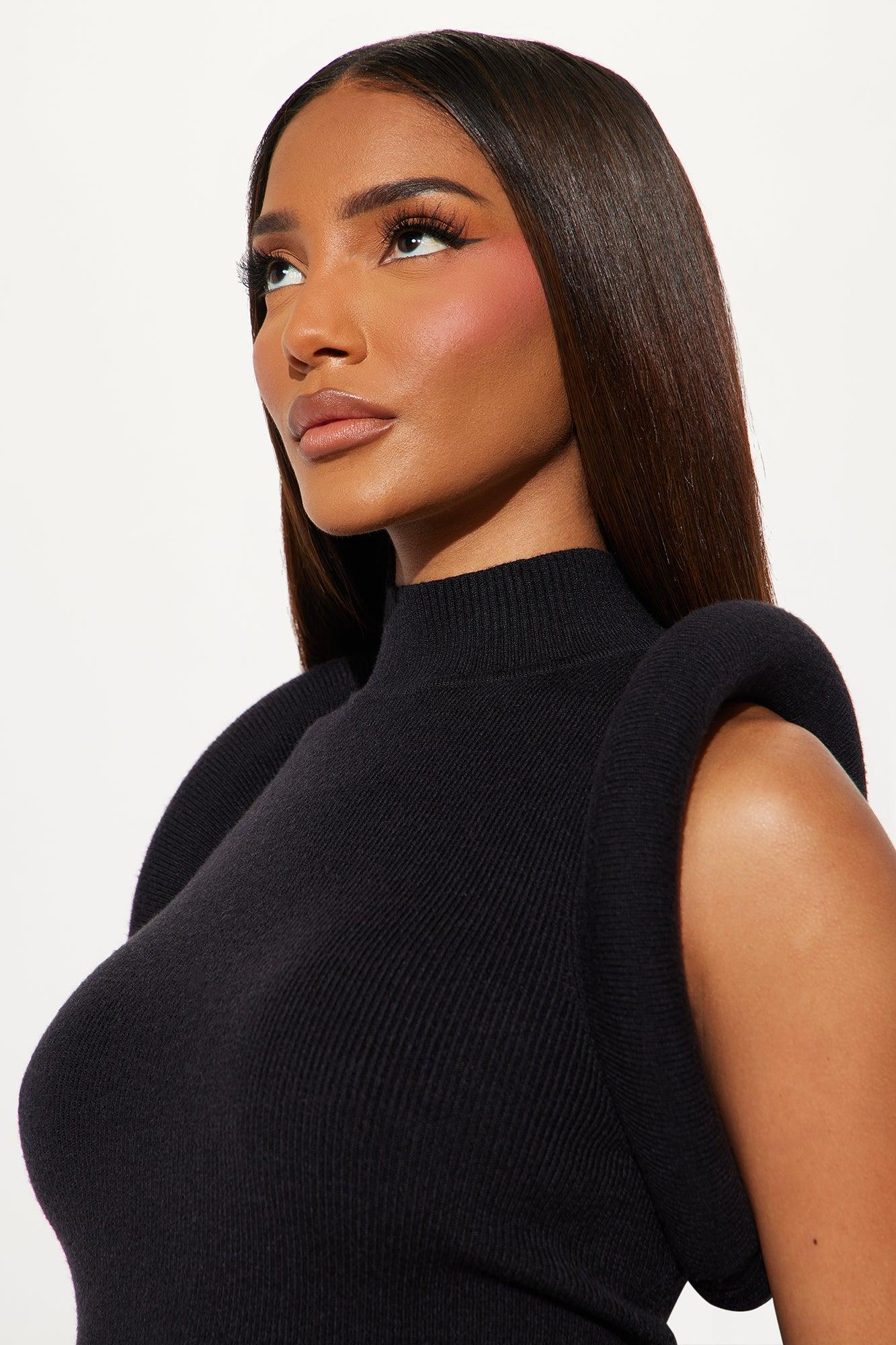 Sarena Sweater Mini Dress - Black Product Image