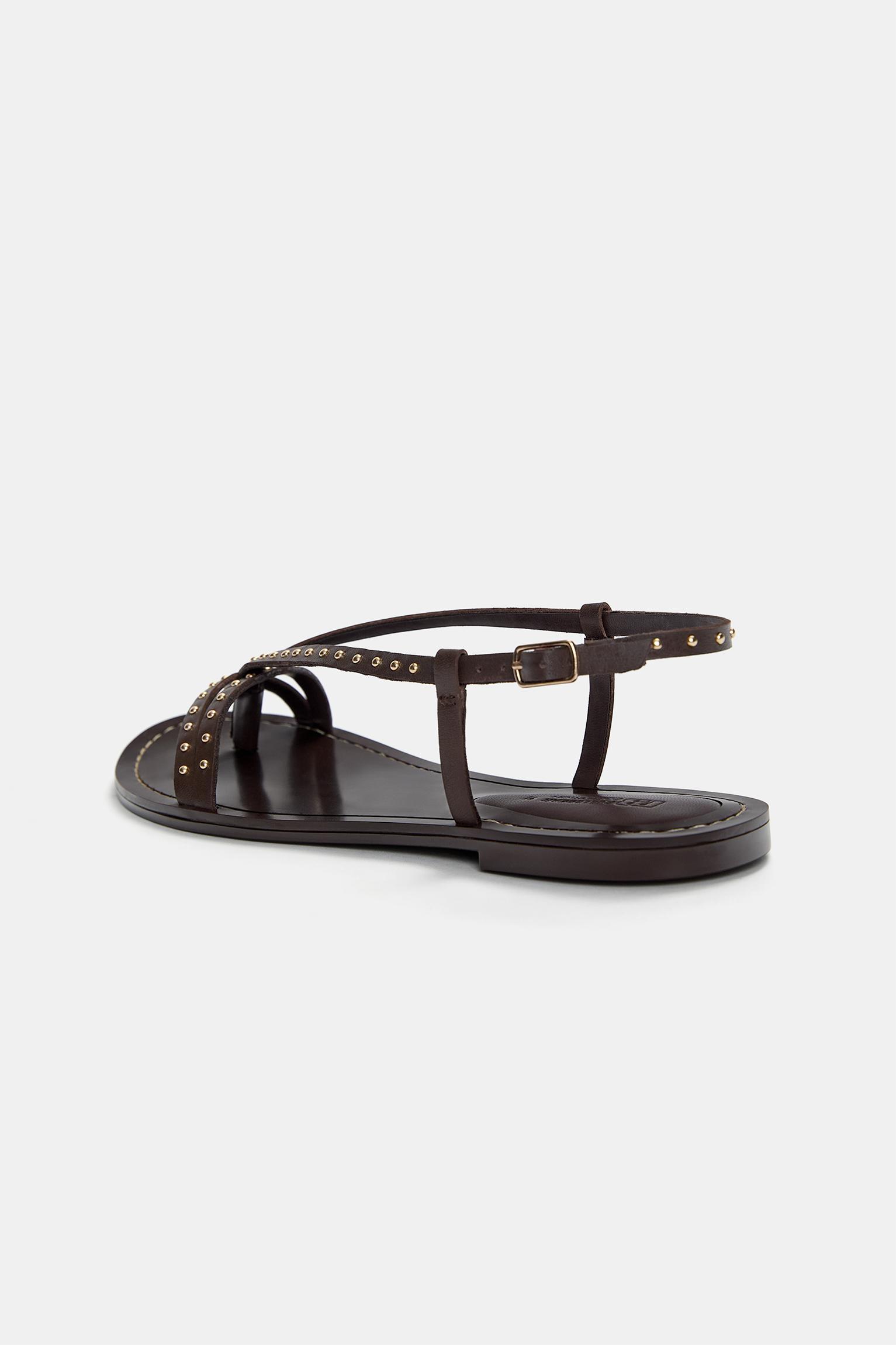 Studded leather flat sandals Product Image