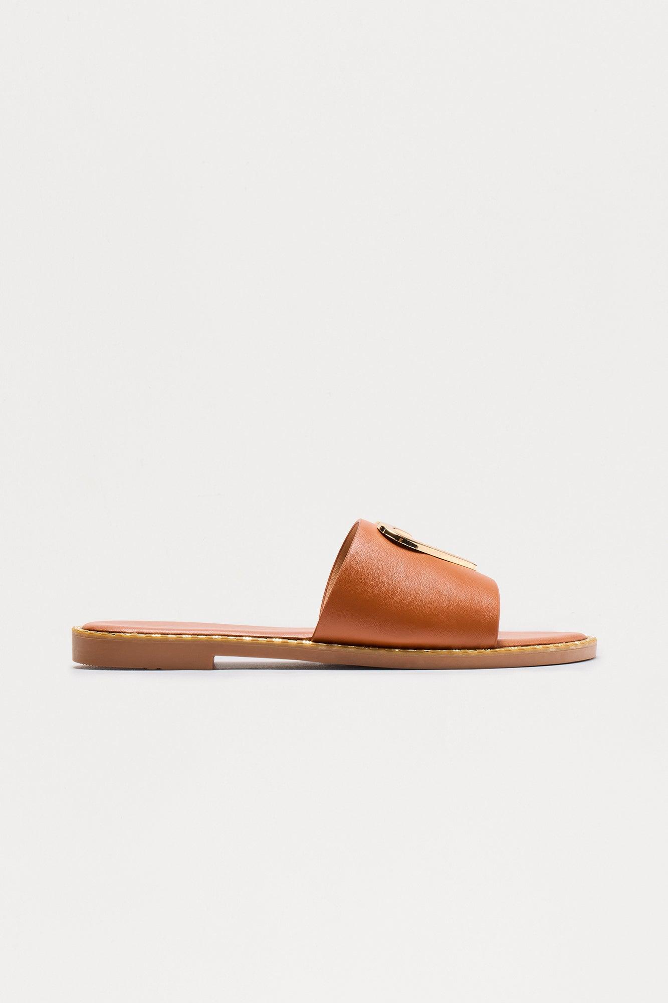 Heart Of Gold Flat Sandals - Tan Product Image