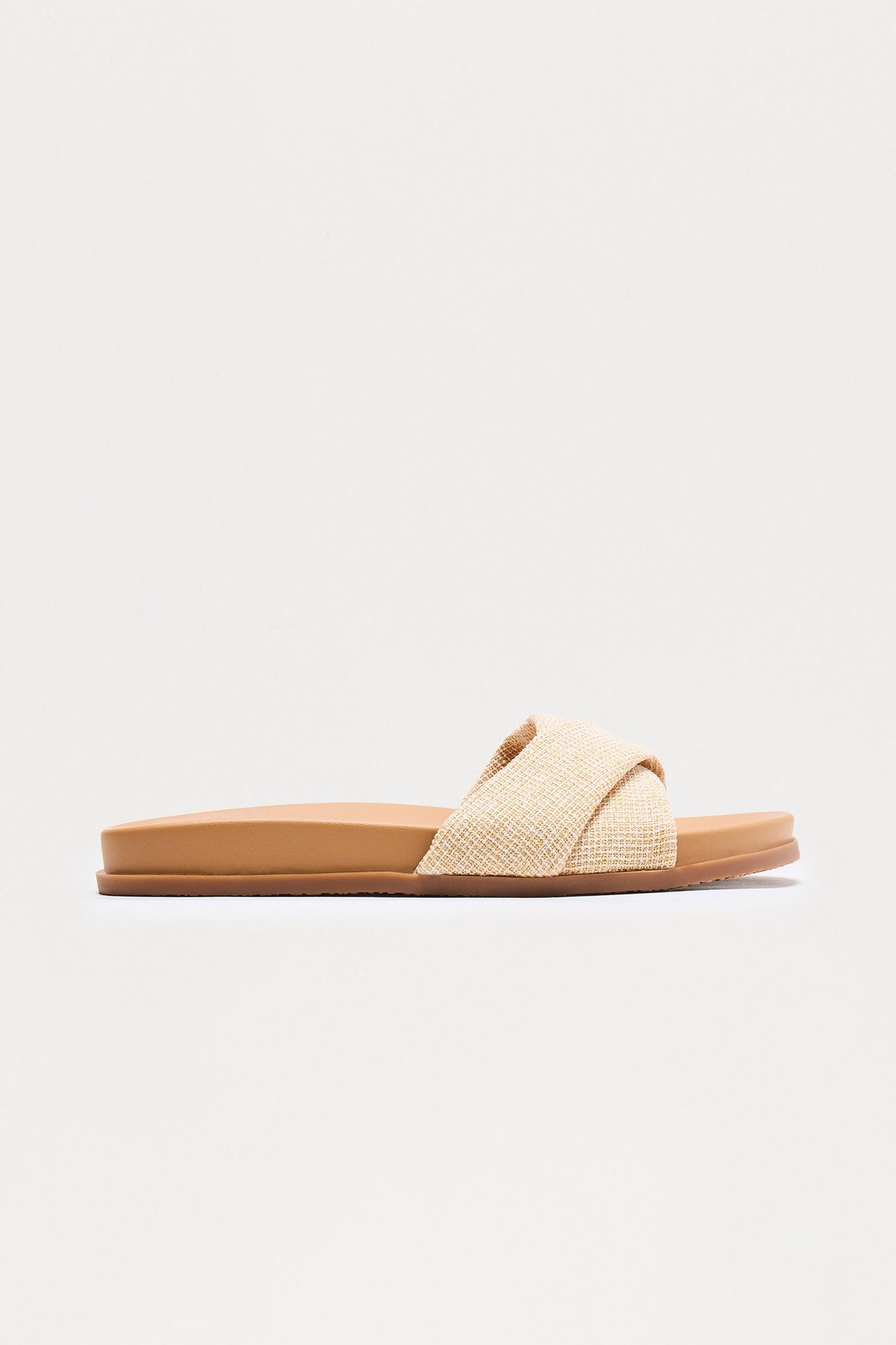 Taura Faux Leather Slip On Sandals - Beige Product Image