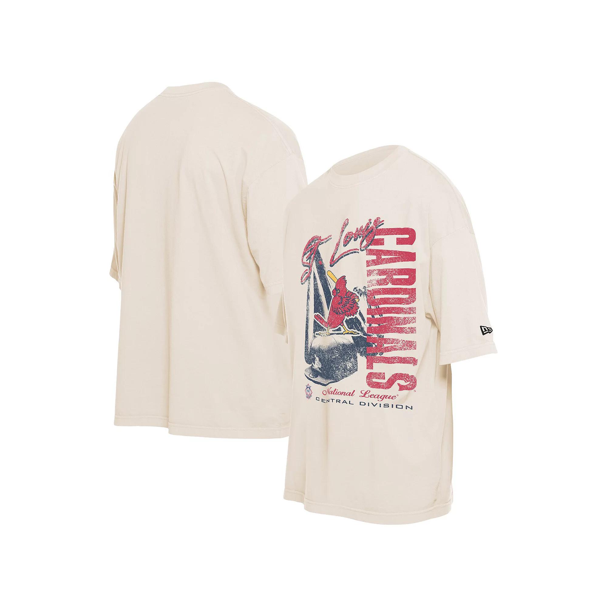 Men's New Era Cream St. Louis Cardinals Cooperstown Collection Oversized Throwback Distressed T-Shirt, Size: 2XL, Beige Product Image