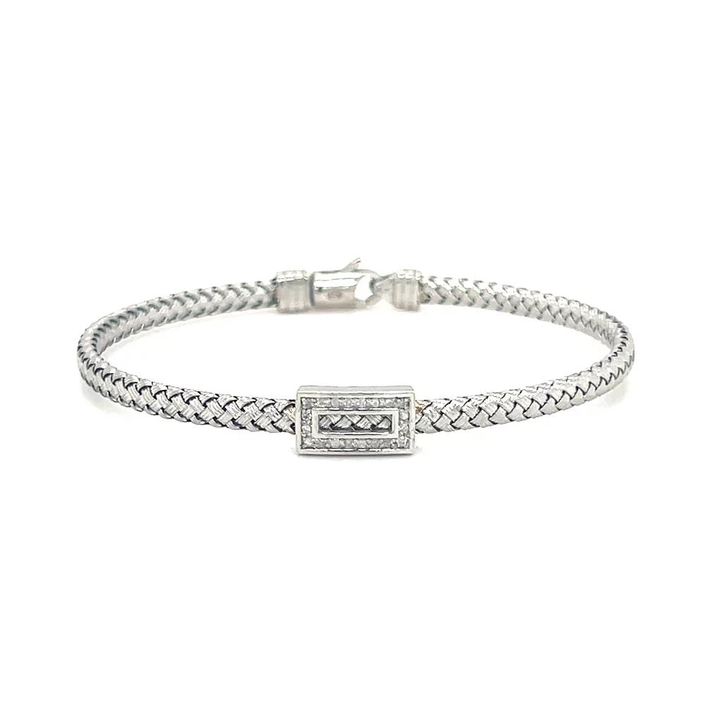 Meshmerise 1/6 Carat T.W. Diamond Rectangle Accent Bracelet, Women's, Size: 7", Silver Tone Product Image