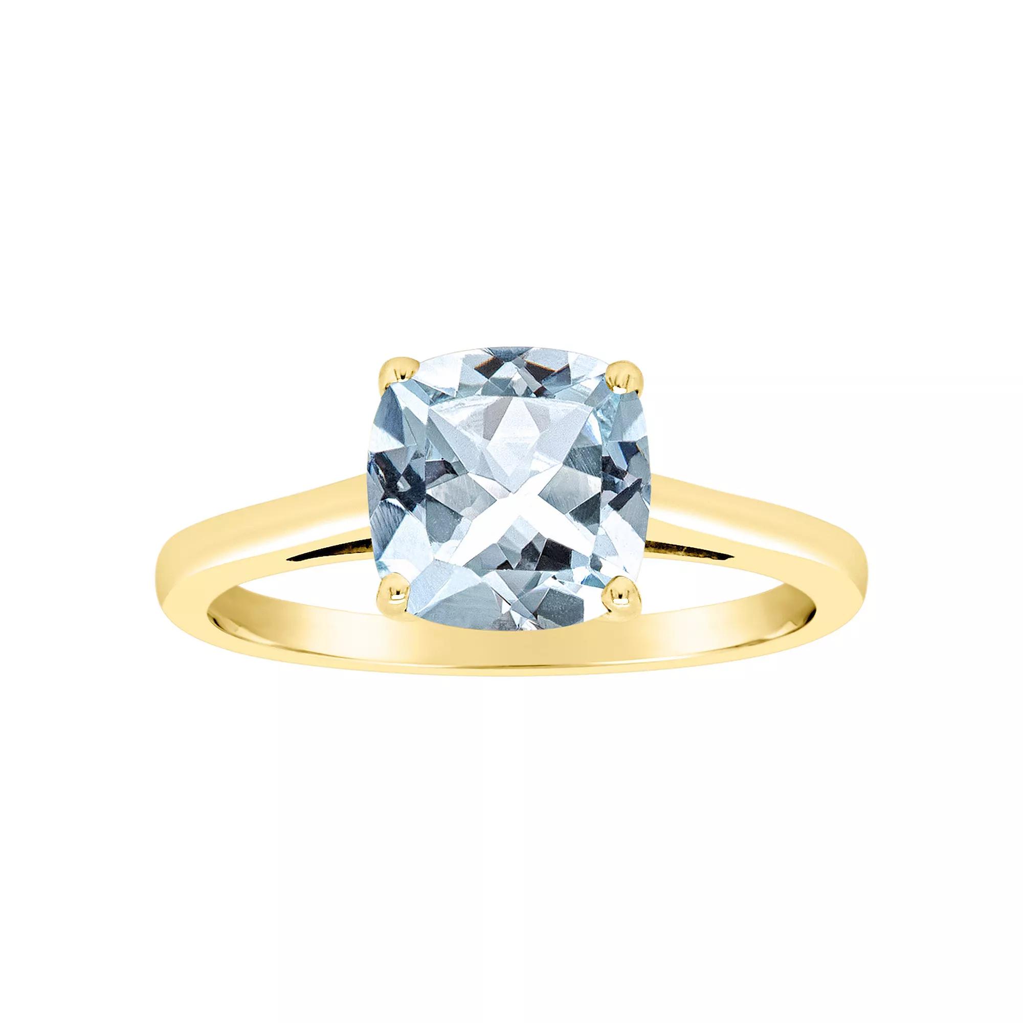 Alyson Layne 14k Gold Cushion Sky Blue Topaz Solitaire Ring, Womens Product Image