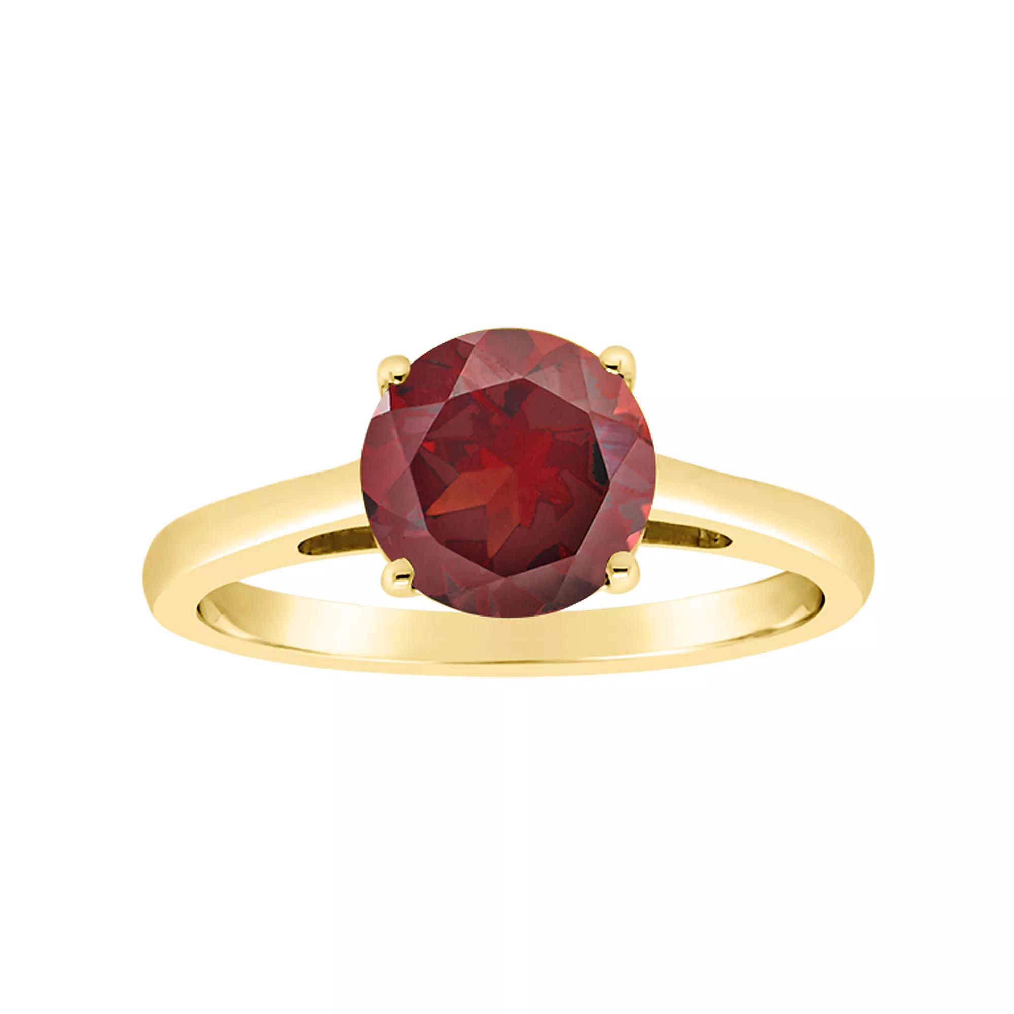 Alyson Layne 14k Gold Round Garnet Solitaire Ring, Womens Product Image