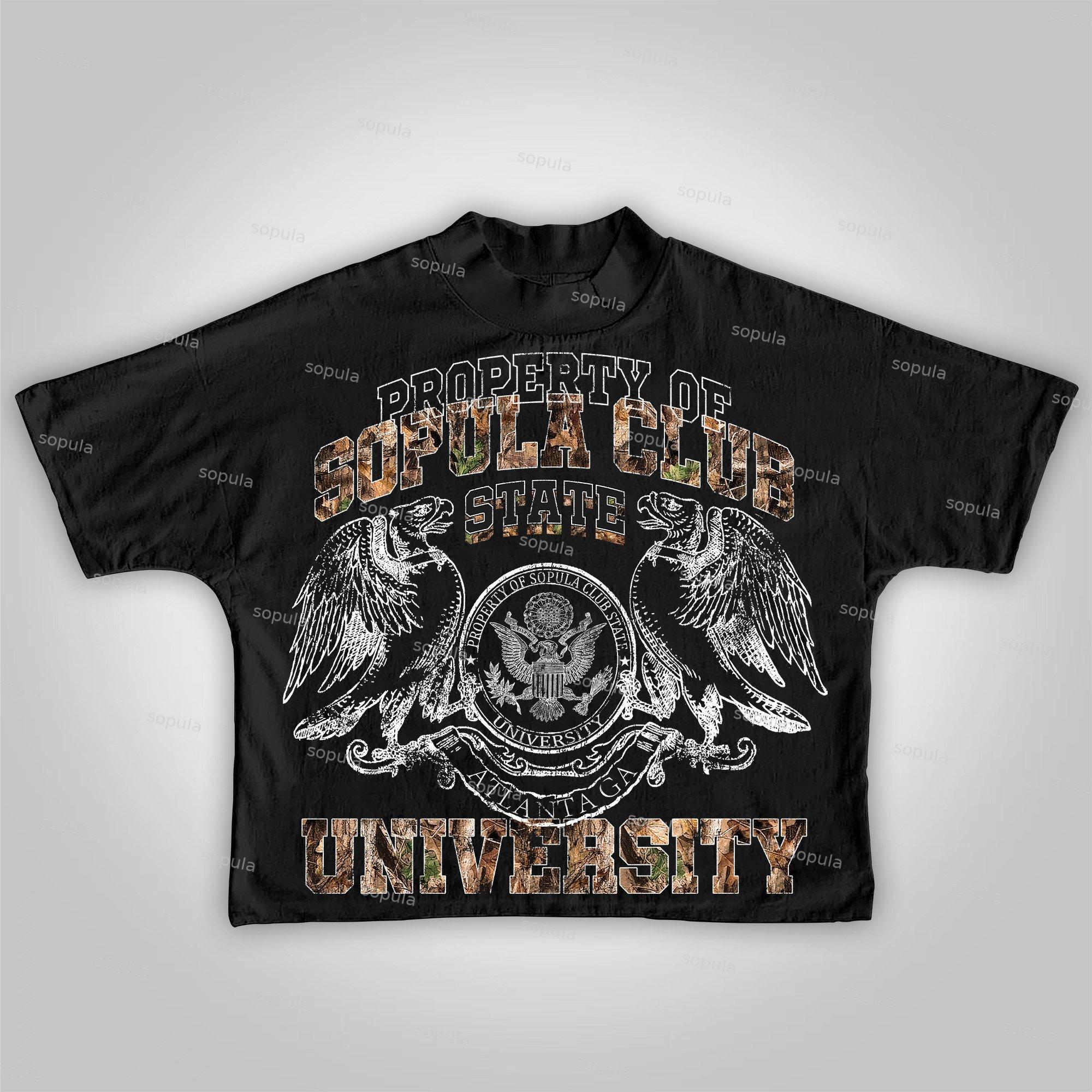 Sopula Vintage Camouflage University Style Graphics Cropped T-Shirts Product Image