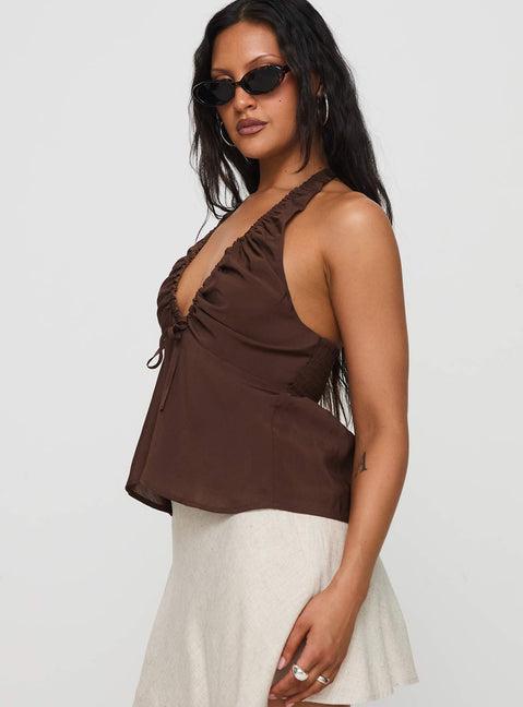 Gadot Halter Top Brown Product Image