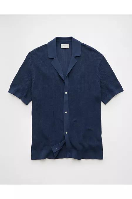 AE Shaker Button-Up Sweater Polo Shirt Men's Product Image