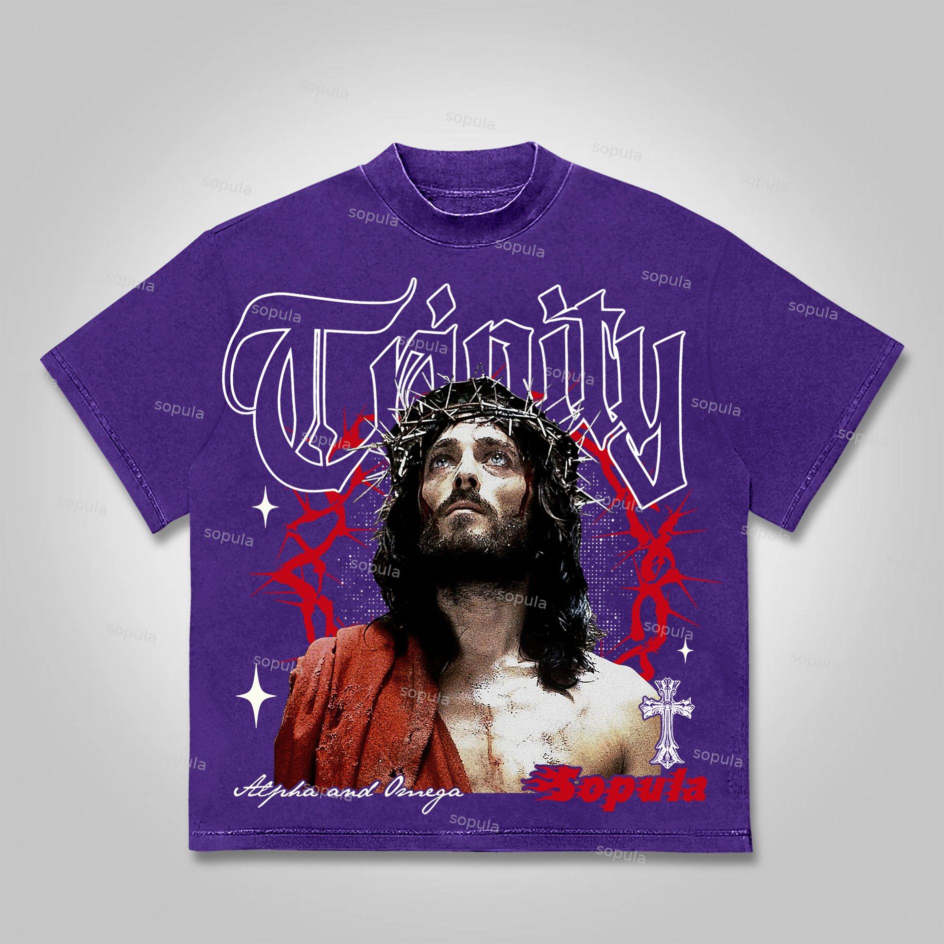 Vintage Thorn Jesus Graphic Cotton T-shirt Product Image