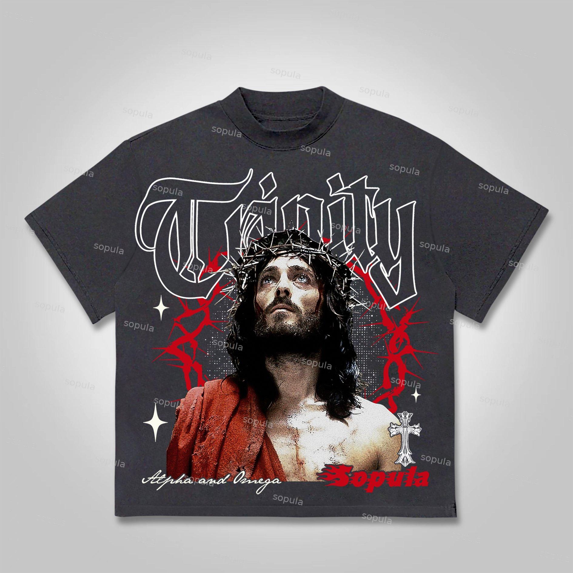 Vintage Thorn Jesus Graphic Cotton T-shirt Product Image