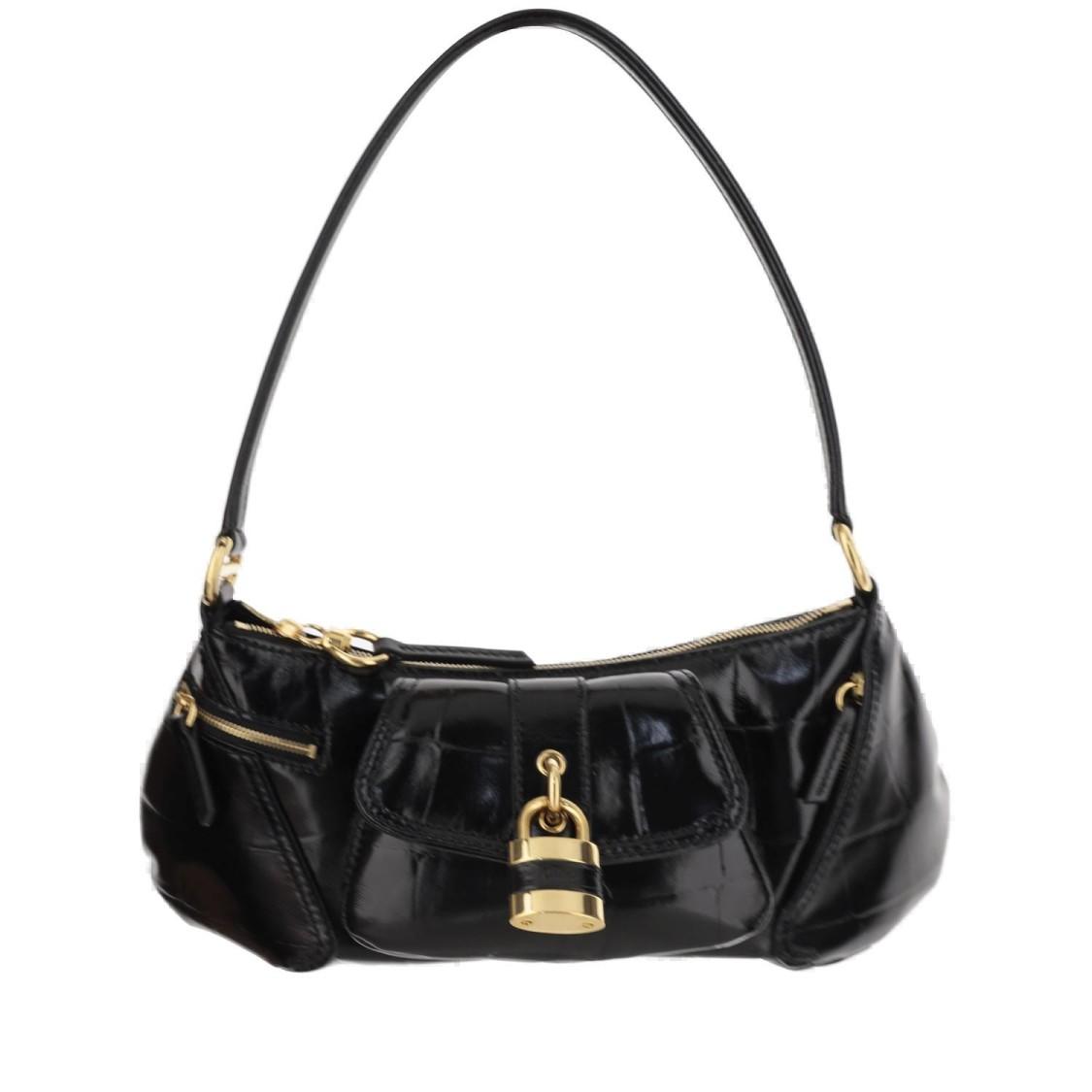 CHLOÉ The 99 Embellished Textured-leather Shoulder Bag In Black Product Image