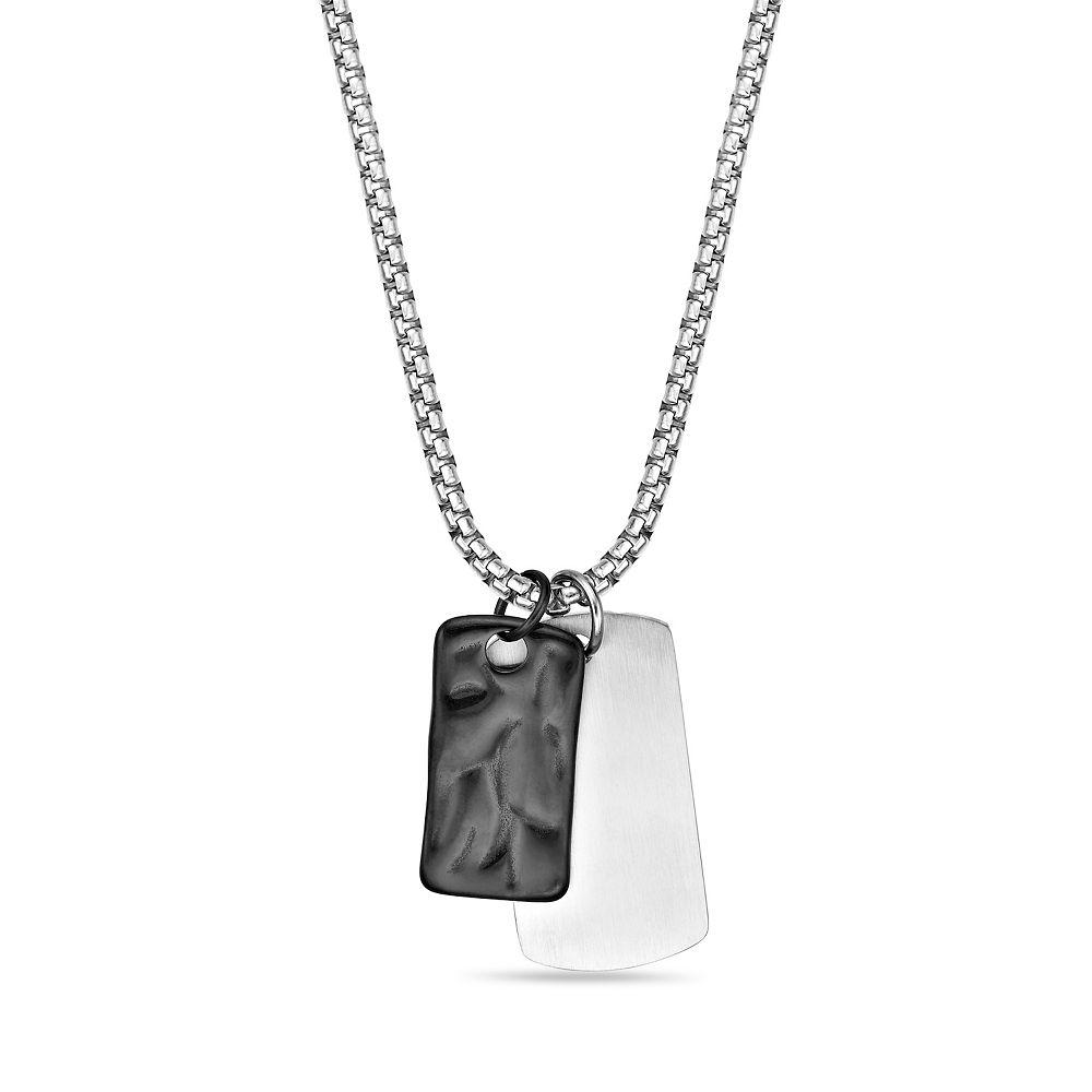 Men's LYNX Black Ion-Plated Stainless Steel Dog Tag Pendant Necklace, Size: 22", Gold Tone Product Image